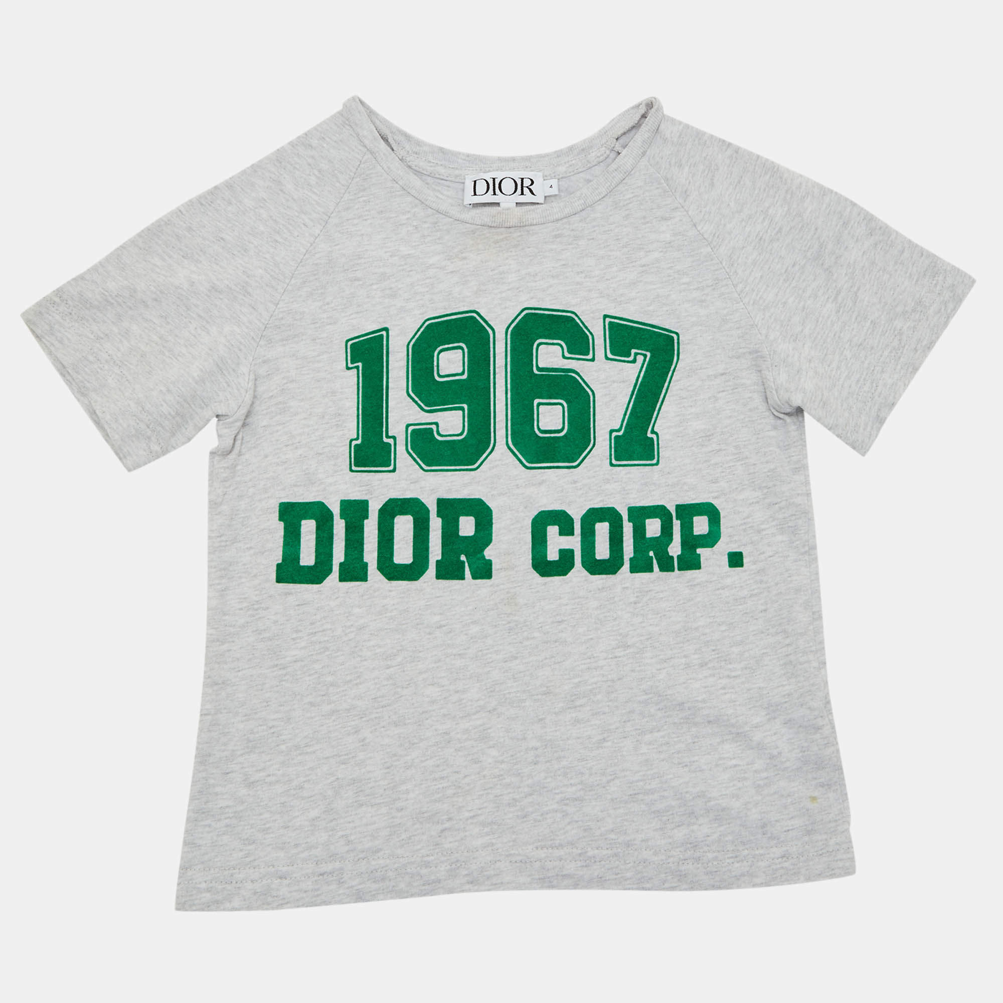 Pre Owned Dior Kids Grey 1967 Dior Print Cotton T-Shirt Size 4 Yrs