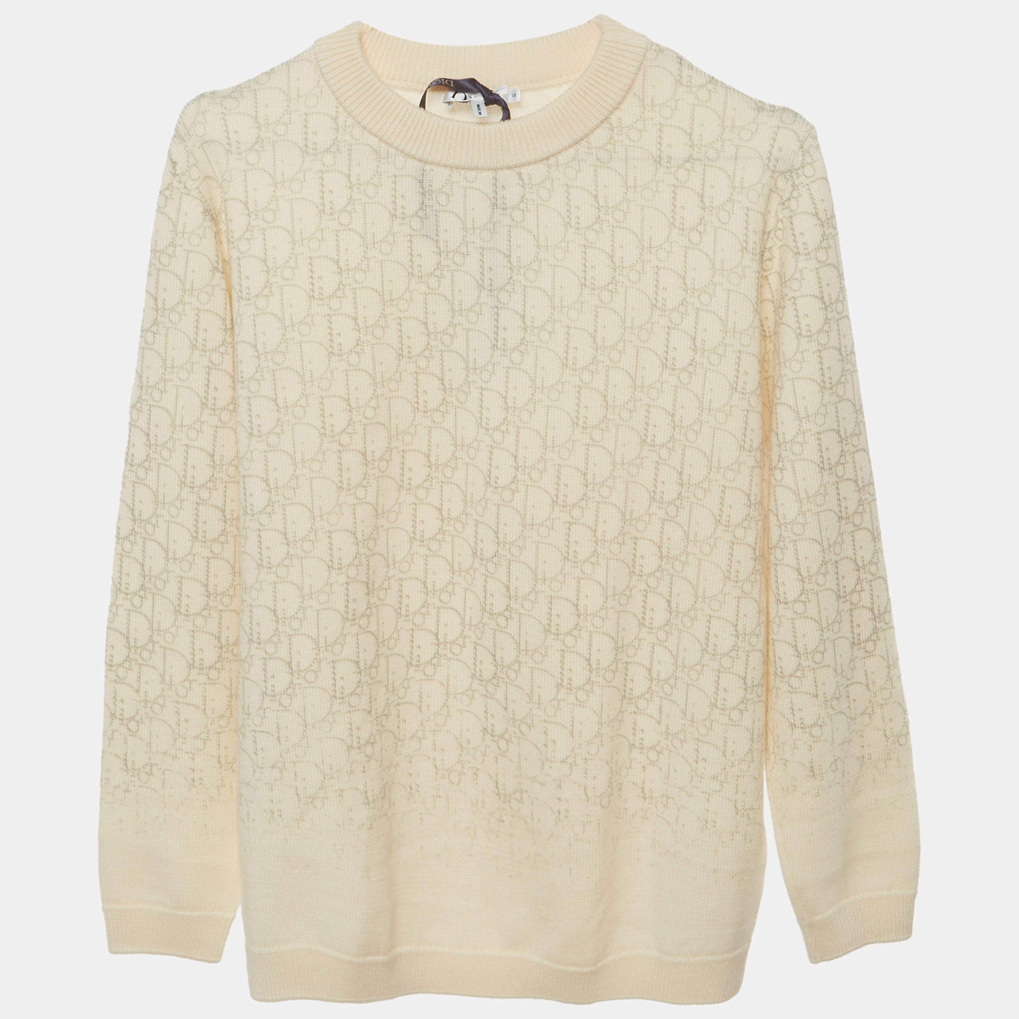 Pre Owned Dior Kids Yellow Oblique Rib Knit Long Sleeve Sweater 13 Yrs 
