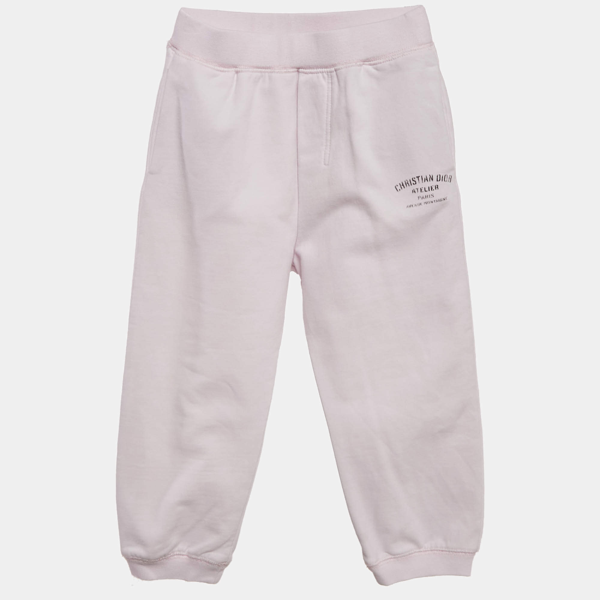 Pre Owned Baby Dior Pink Logo Print Cotton Knit Track Pants 36 M