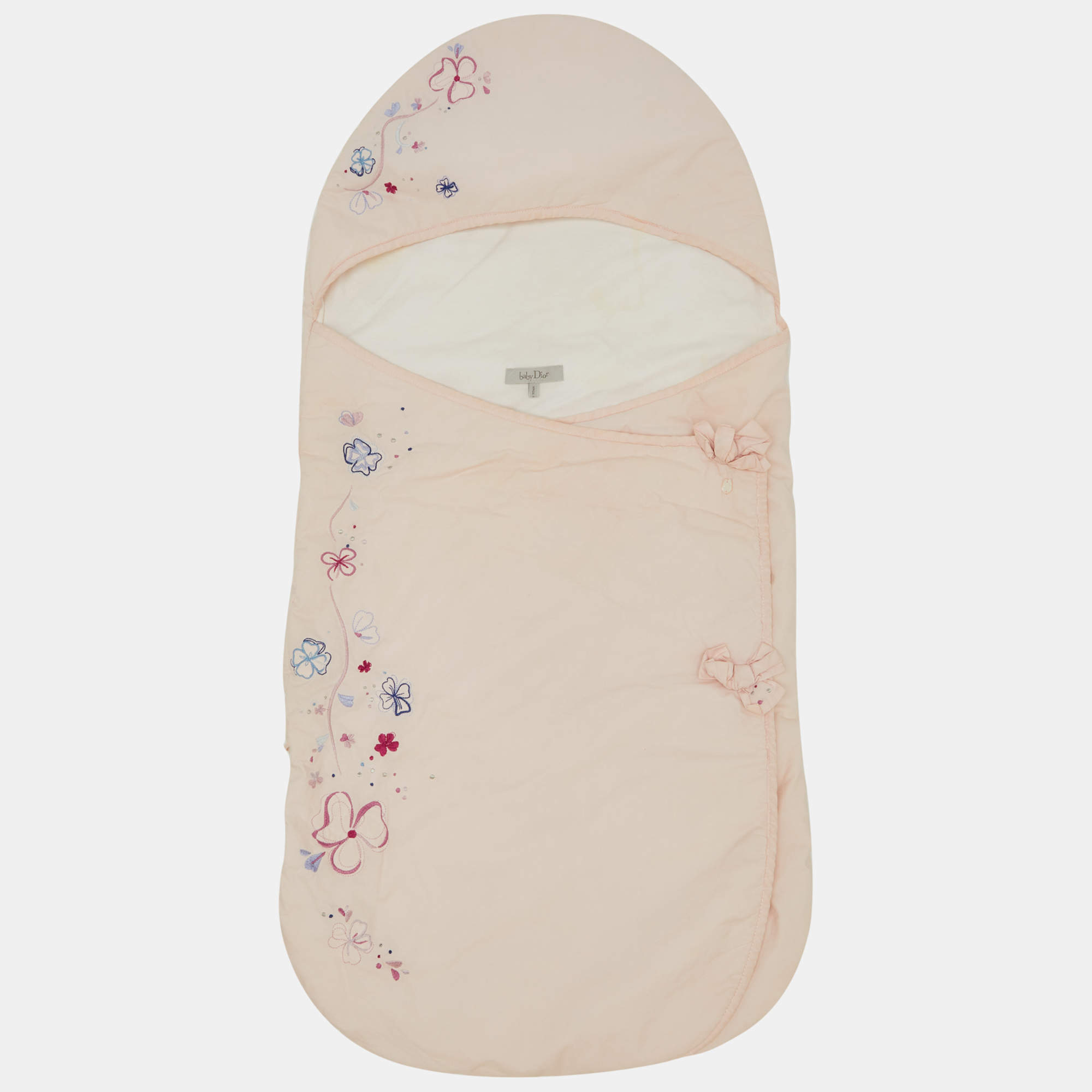 Baby Dior Light Pink Embroidered Cotton Sleeping Bag