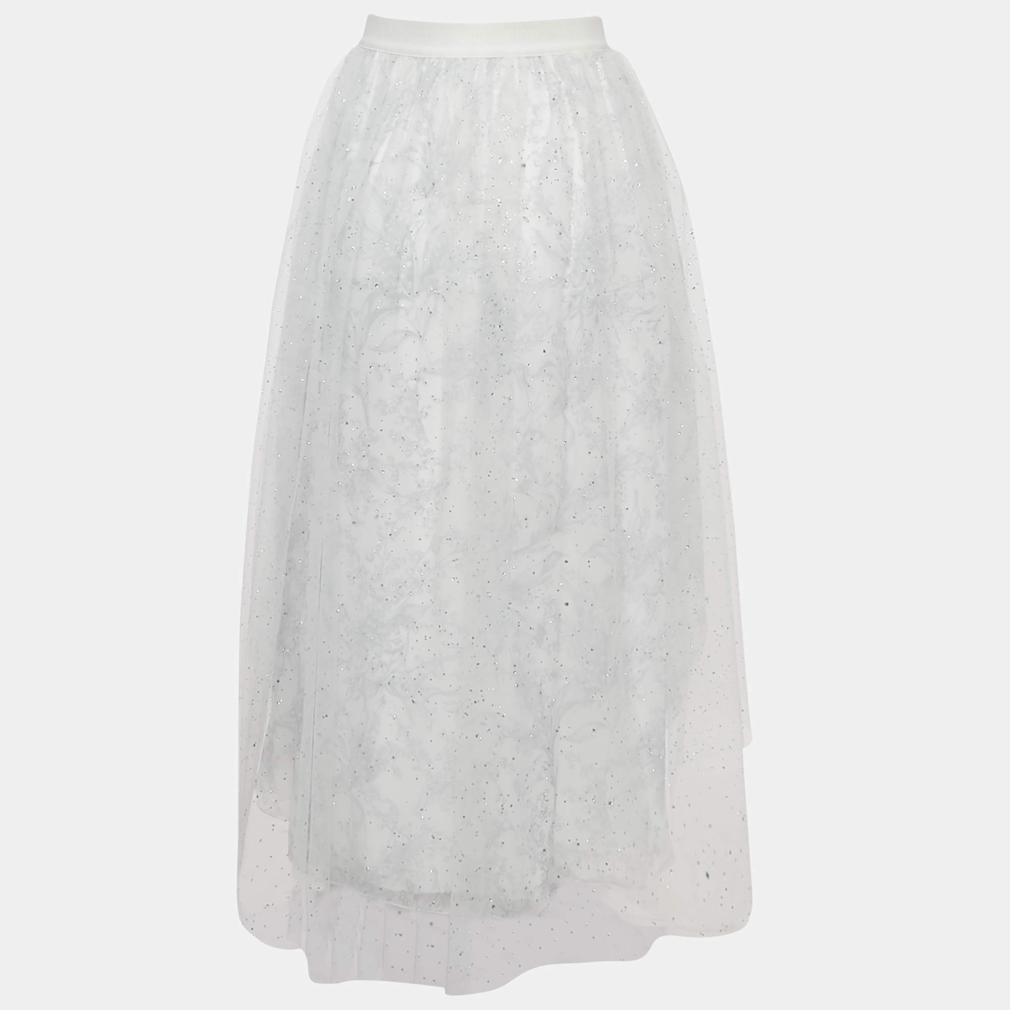 Dior Kids White Tulle Asymmetric Skirt 10 Yrs
