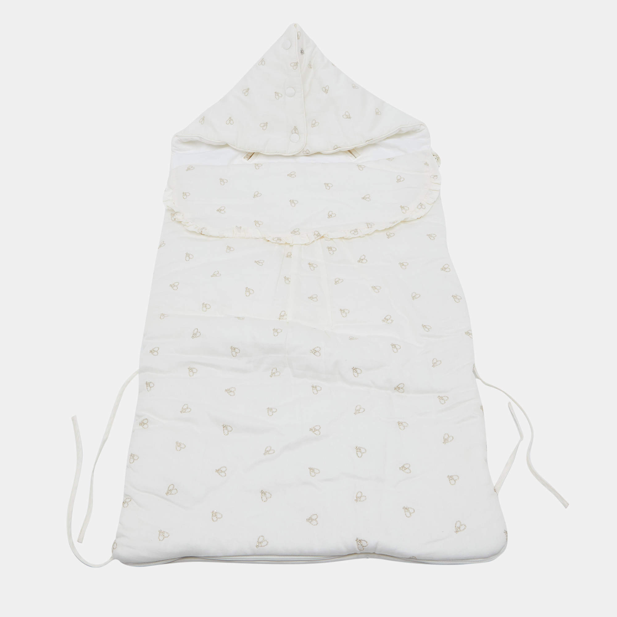 Pre Owned Baby Dior Off White Cotton Embroidered Sleeping Bag