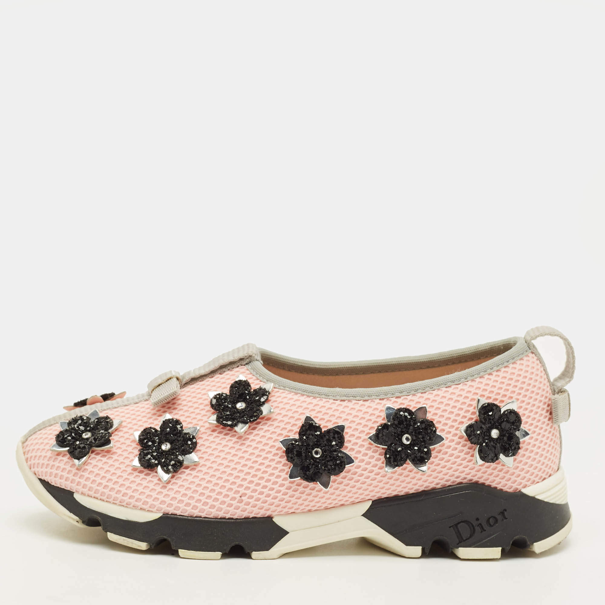 Pre Owned Dior Fusion Size 29  Pink Embellished Mesh Sneakers 