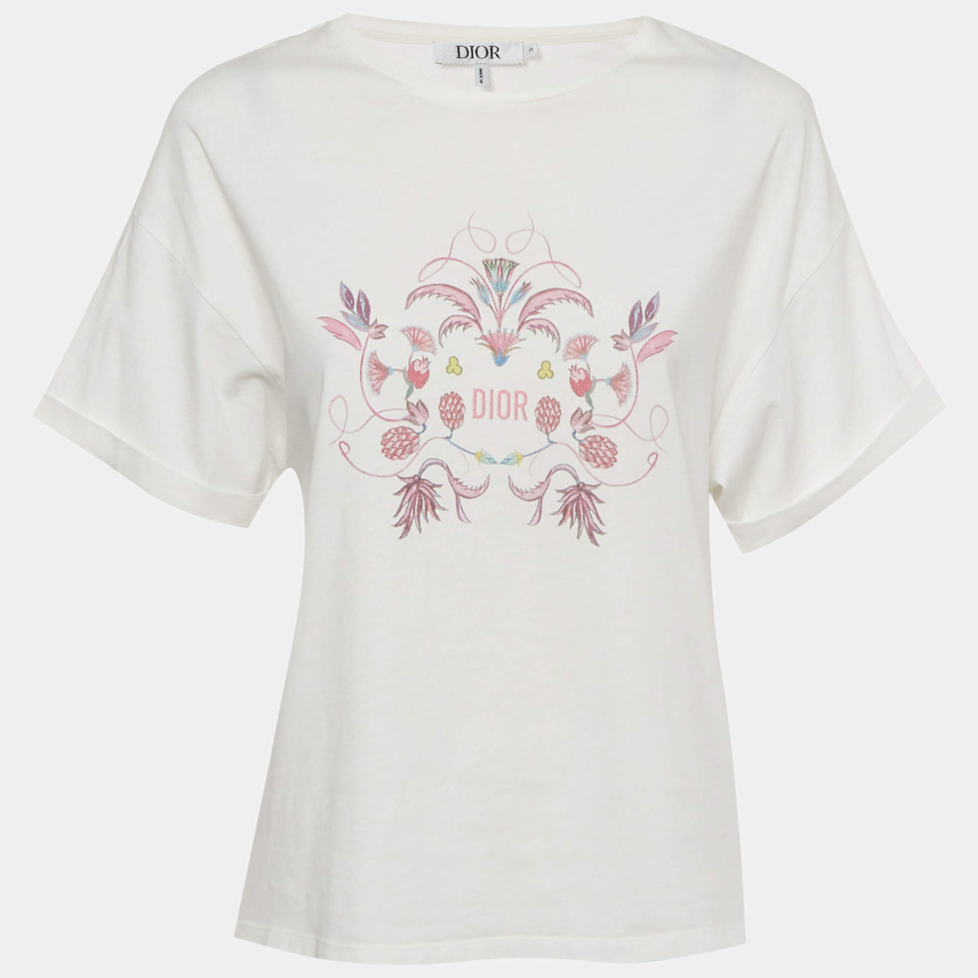 Pre Owned Christian Dior Kids White Logo Graphic Jersey T-Shirt 13 Yrs 