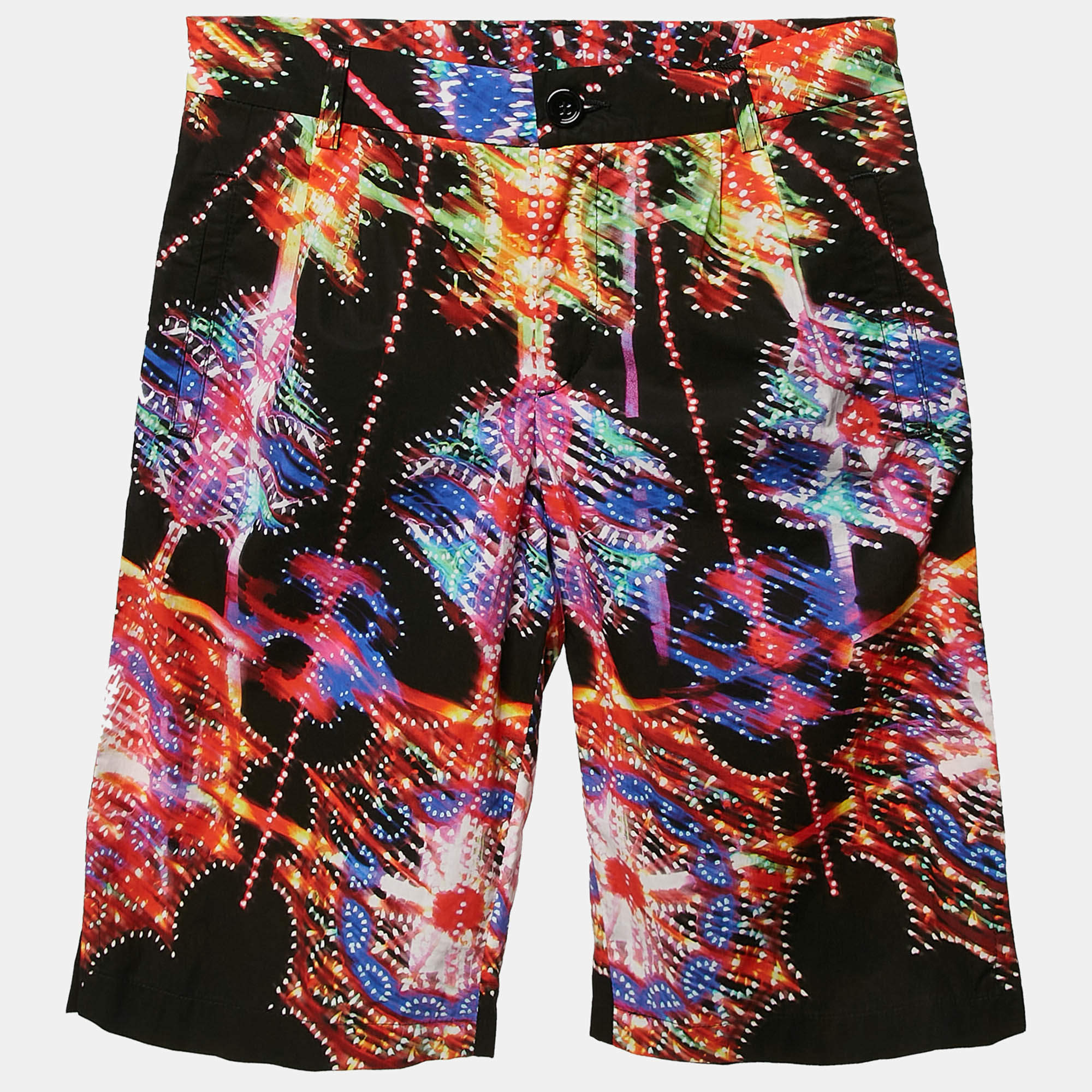 Pre Owned Dolce & Gabbana Kids Black Printed Cotton Bermuda Shorts 9/10 Yrs 