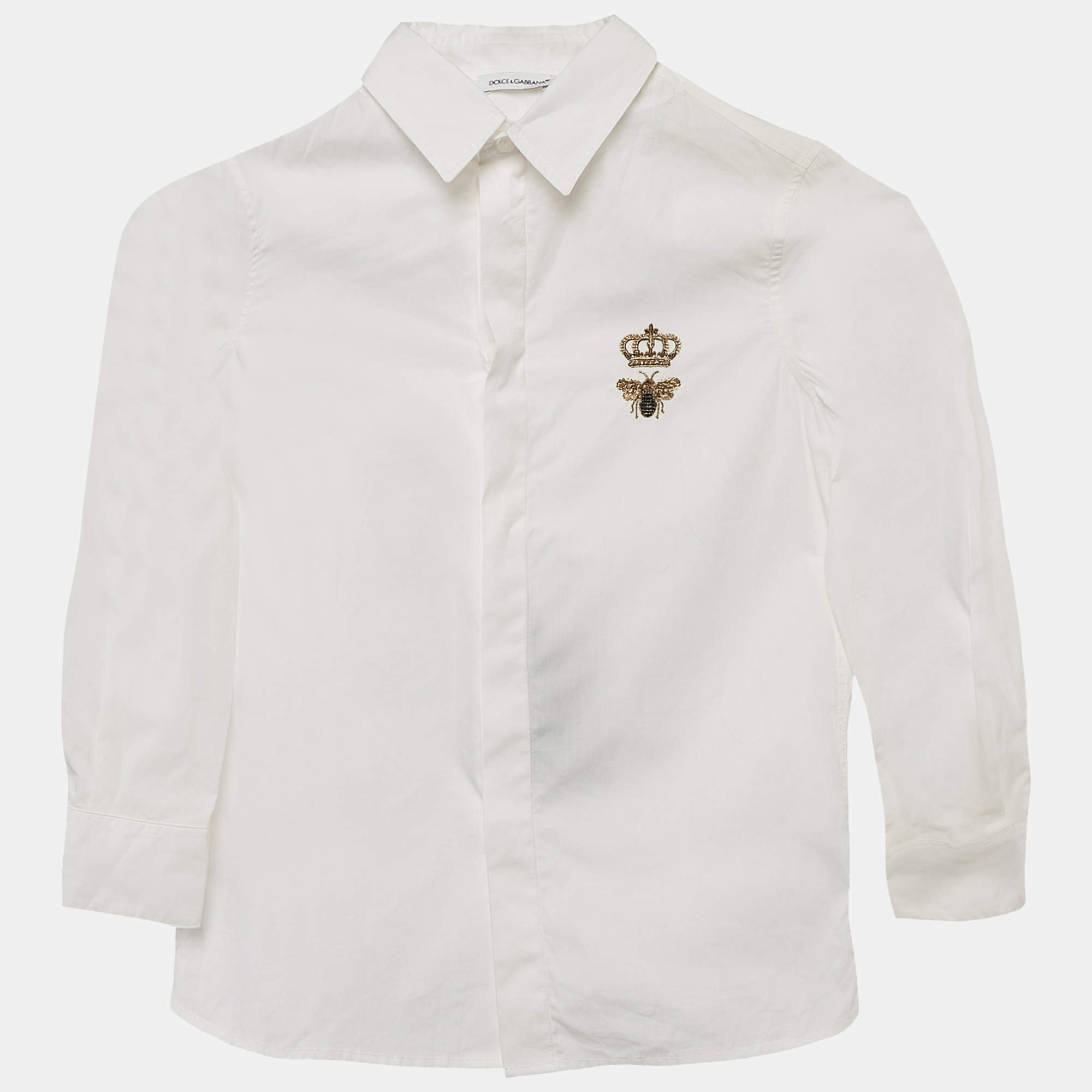 Pre Owned Dolce & Gabbana Kids White Cotton Long Sleeve Shirt 6 Yrs 