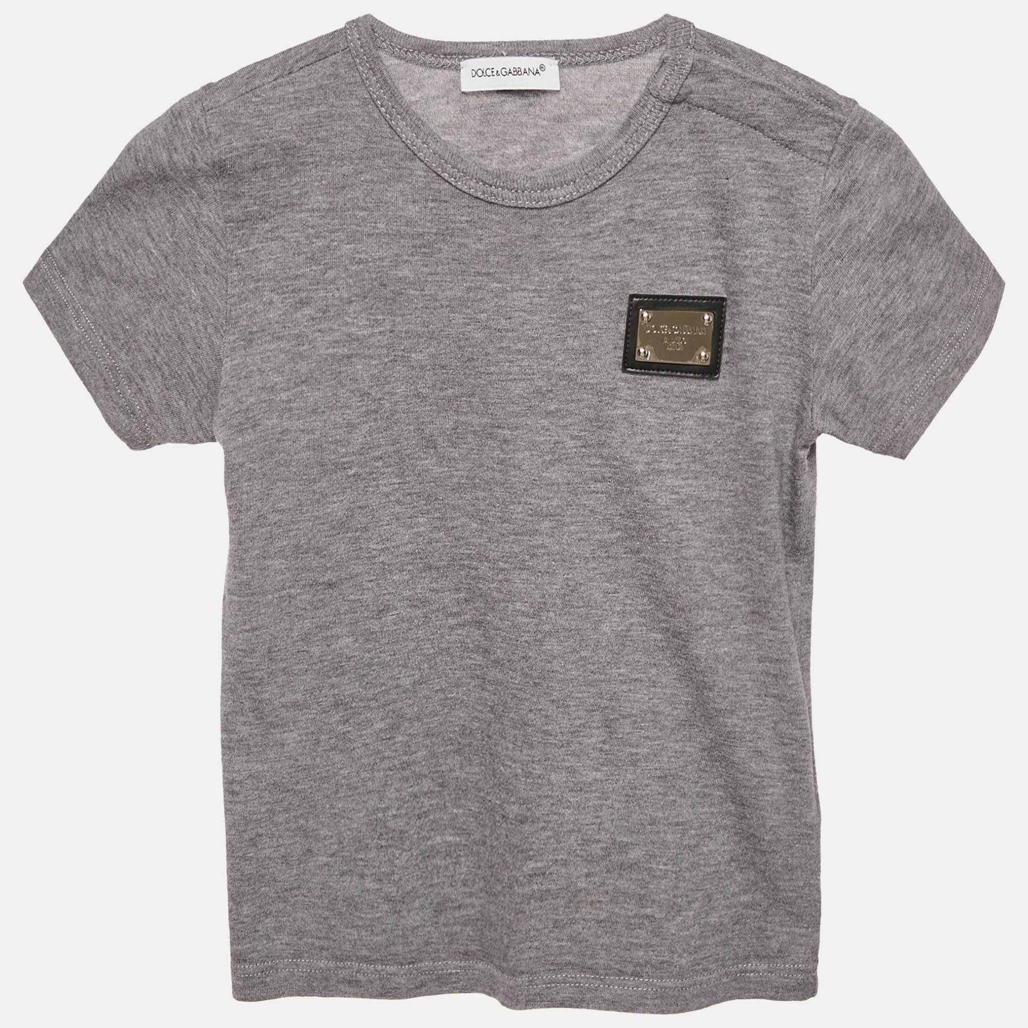 Dolce & Gabbana Kids Grey Cotton Crew Neck T-Shirt 18-24 M