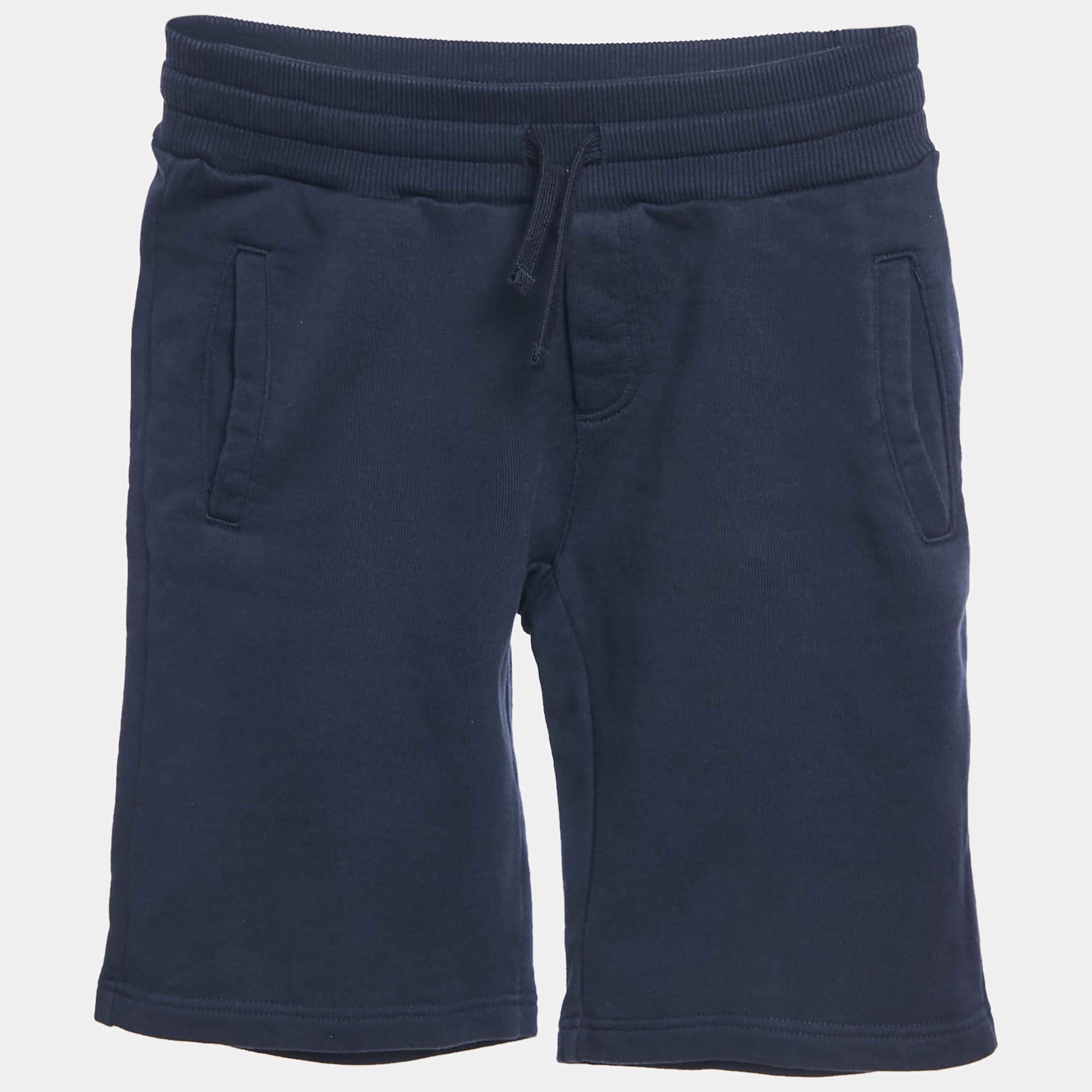 Pre Owned Dolce & Gabbana Kids Navy Blue Cotton Knit Shorts 6 Yrs