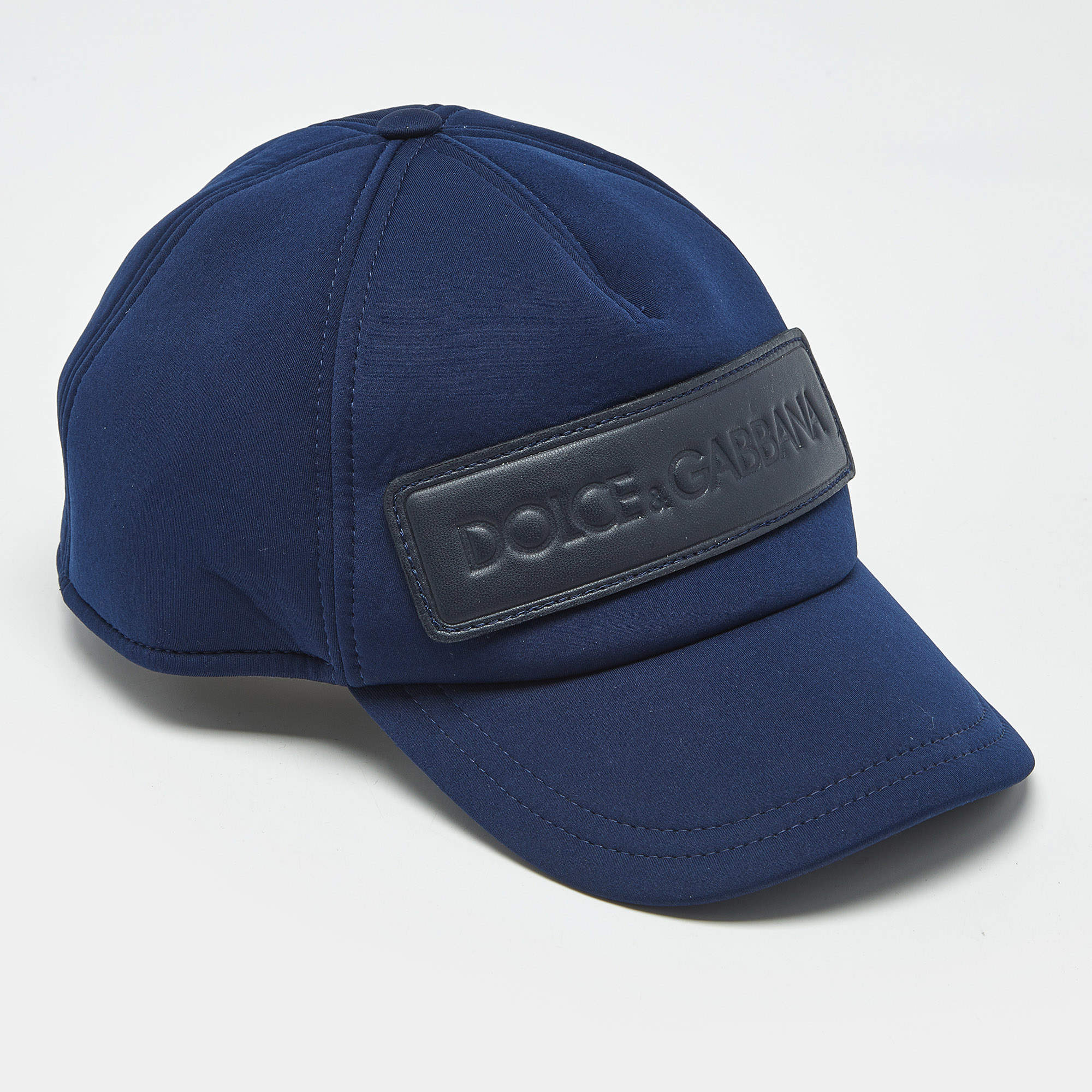 Pre Owned Dolce & Gabbana Navy Blue Cotton Logo Patch Baseball Cap L