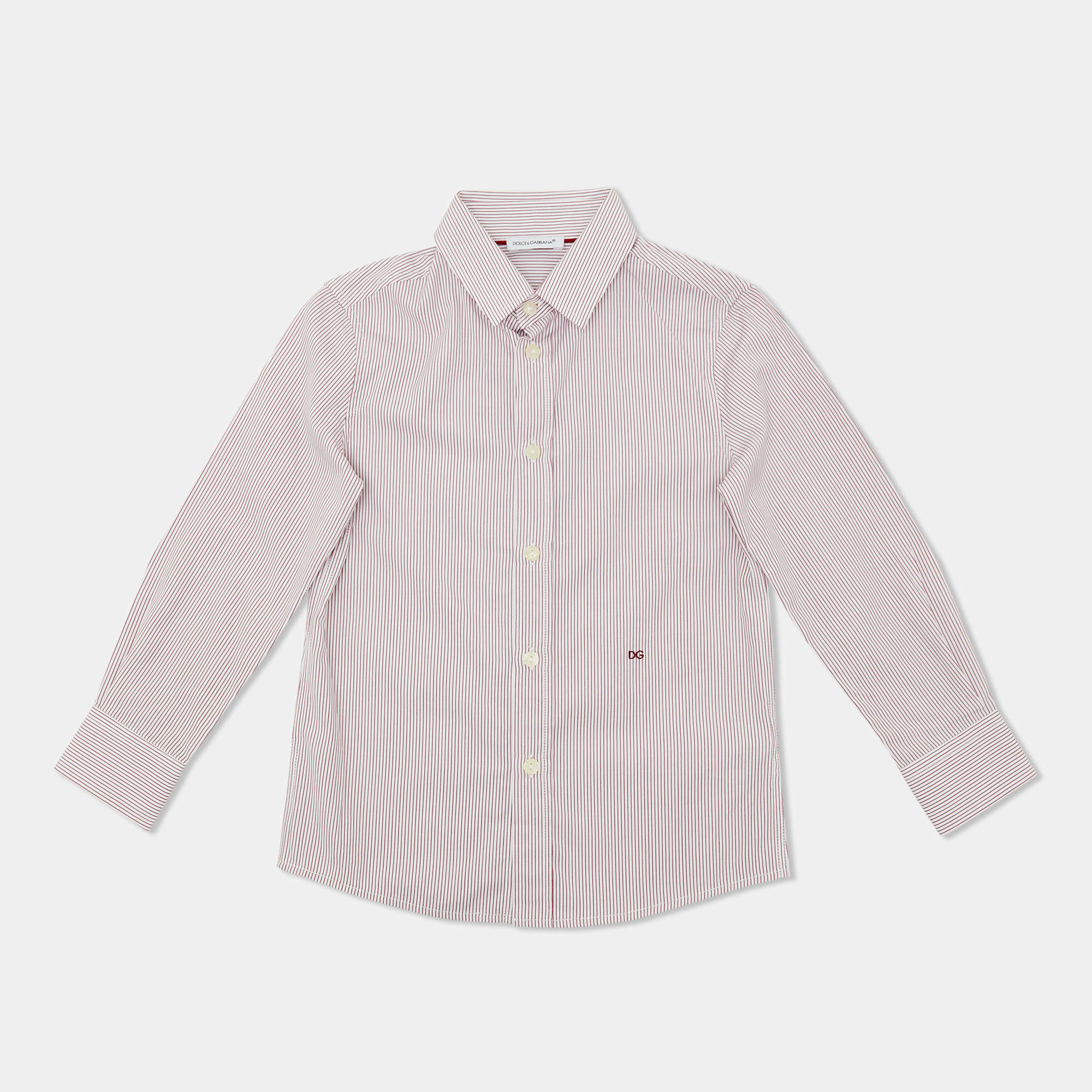 Pre Owned Dolce & Gabbana red Striped Cotton Button Front Shirt 3 years