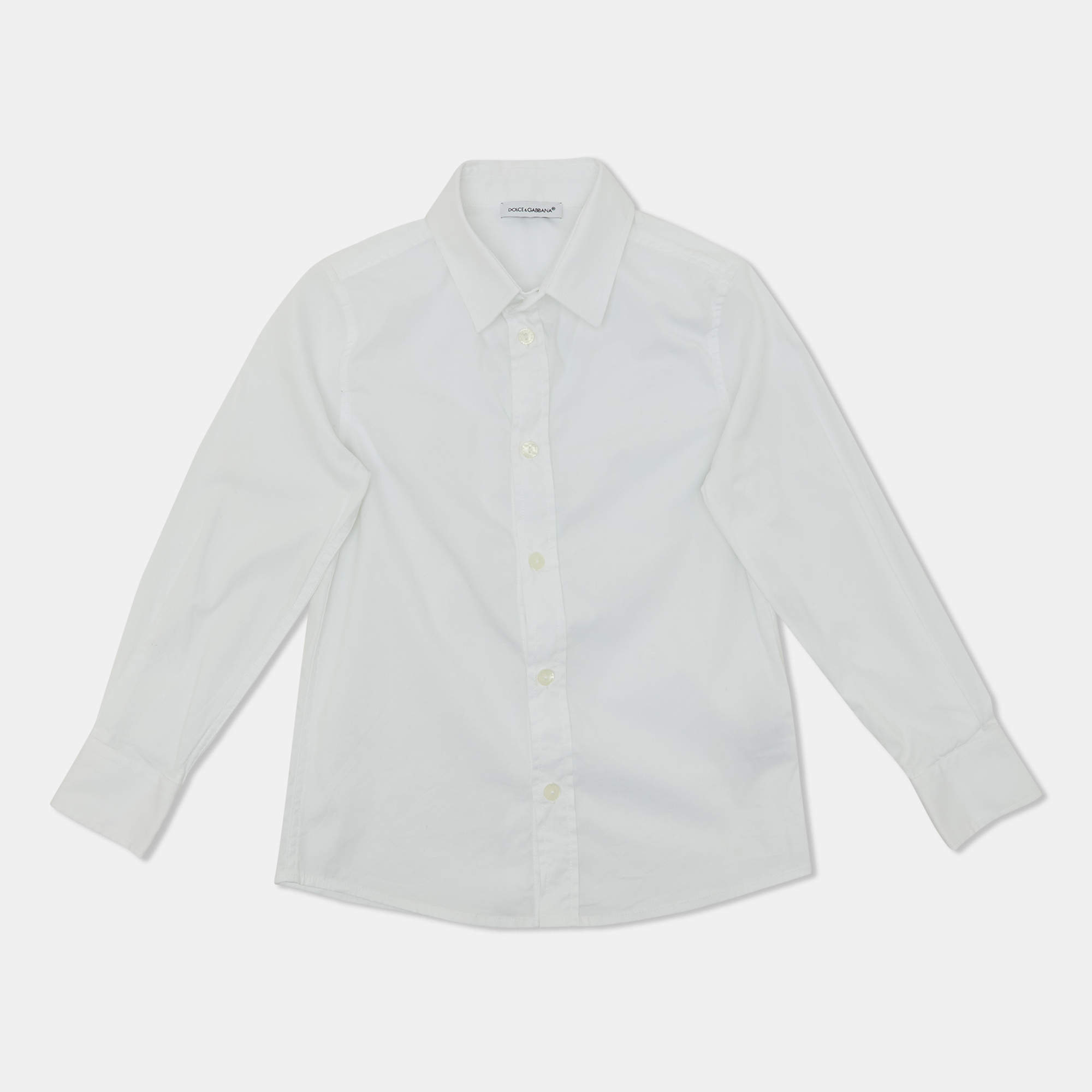 Pre Owned Dolce & Gabbana White Cotton Button Front Shirt 4 yrs