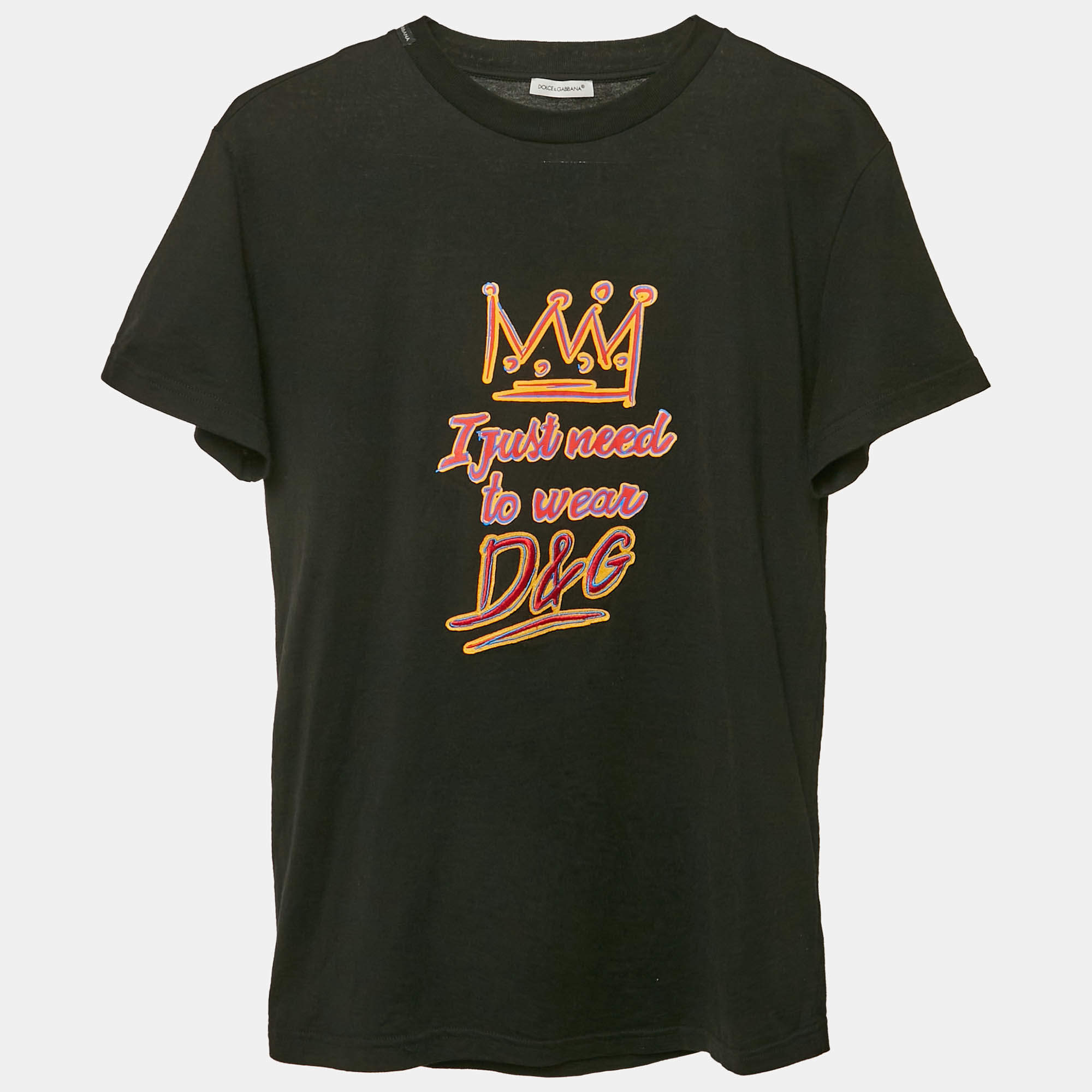 Pre Owned Dolce & Gabbana Kids Black Printed Crewneck T-Shirt 11/12 Yrs 