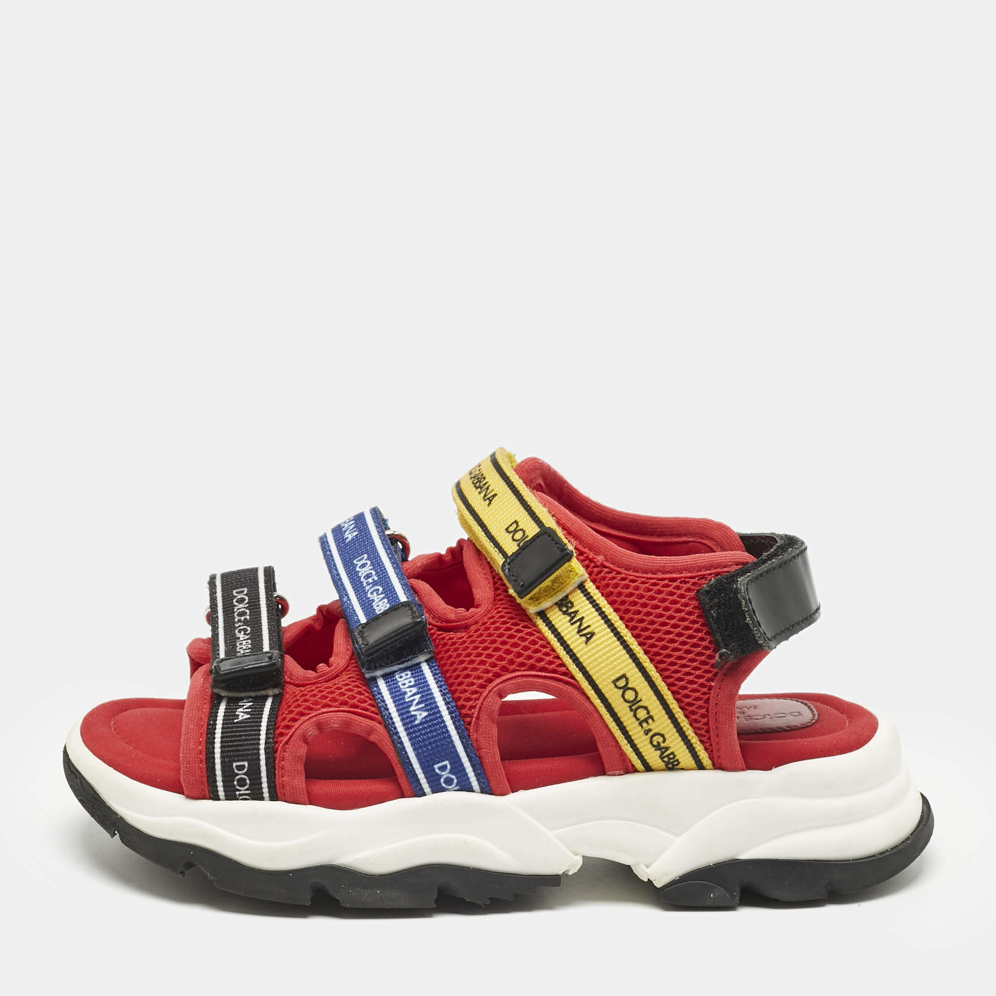 Pre Owned Dolce & Gabbana Red Mesh Trekking Sandals Size 29