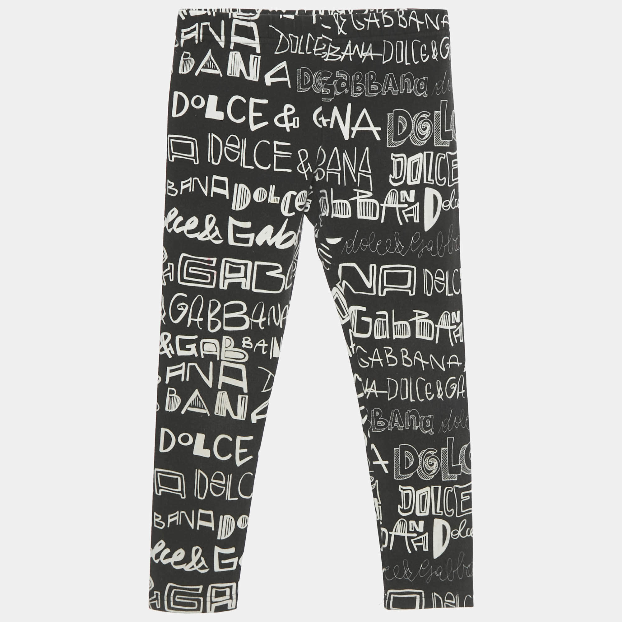 Pre Owned Dolce & Gabbana Kids Black Printed Jersey Leggings 6Yrs