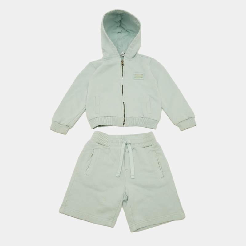 Pre Owned هودي وشورت دولتشي أند غابانا لايت جرين جيرسي بشعار بليت مقاس 18-24 شهر