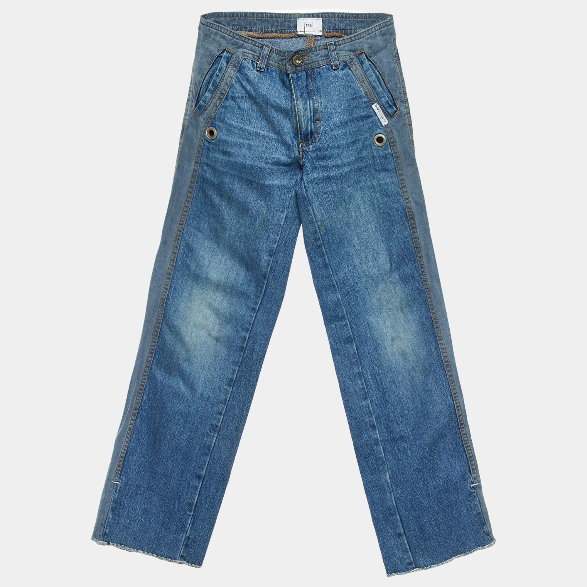 Pre Owned D&G Junior Blue Denim Straight Leg Jeans 8 Yrs 