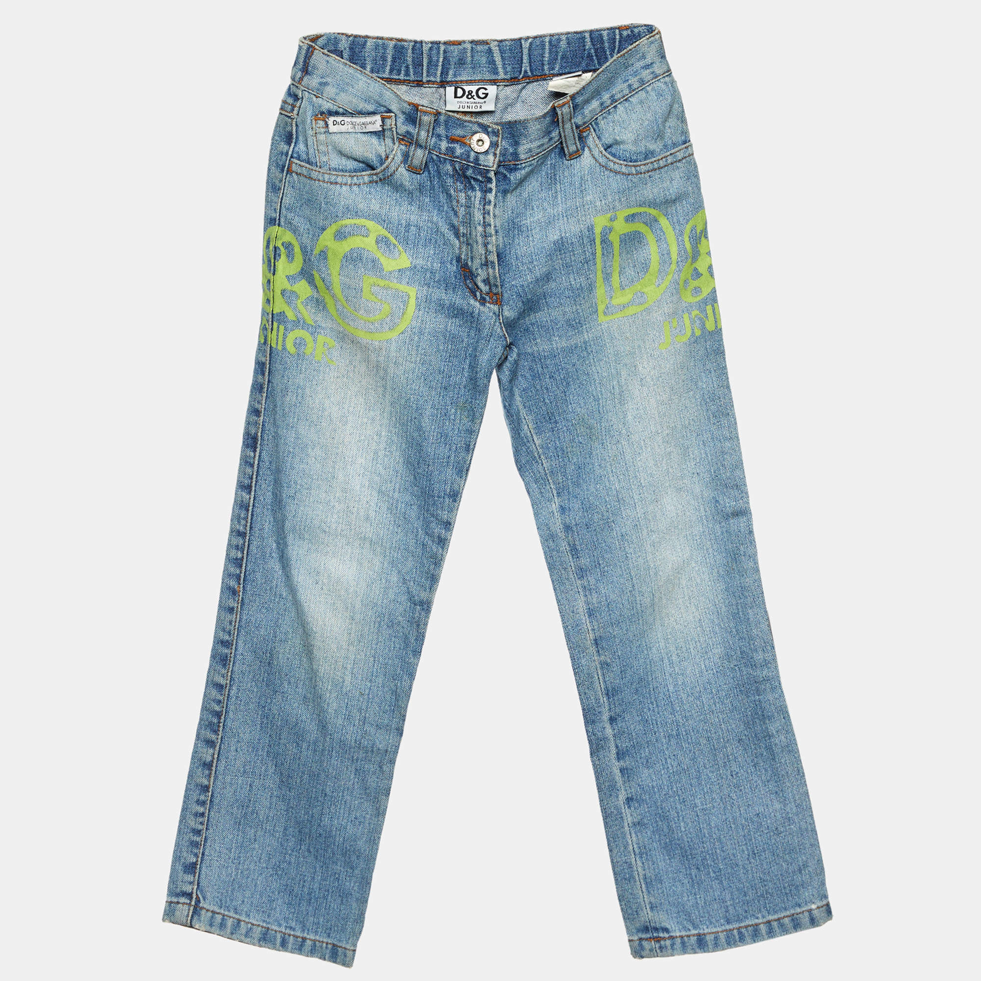 D&G Junior Blue Logo Print Denim Jeans Size 5Yrs
