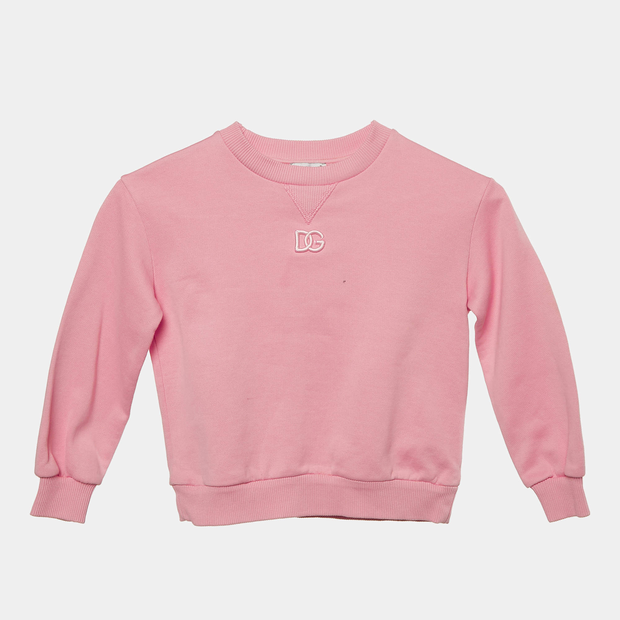 Dolce & Gabbana Kids Pink Cotton Crew Neck Sweatshirt 3 Yrs