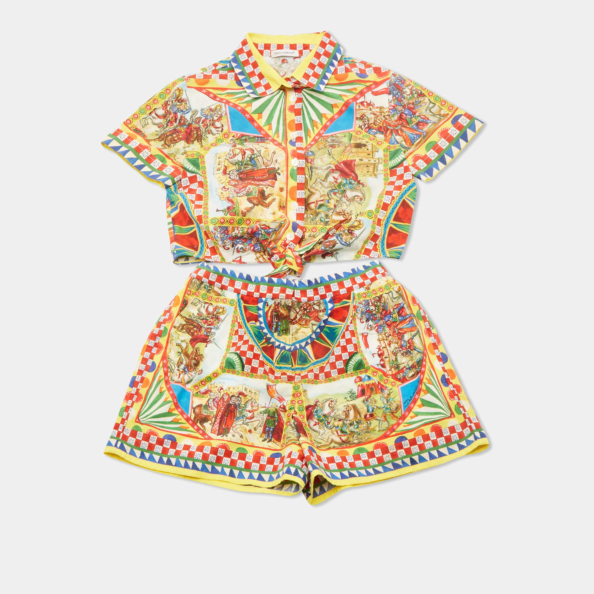 Pre Owned طقم توب وشورت دولتشي آند غابانا كيدز مطبوع كاريتو متعدد الألوان 7/8، 6 سنوات