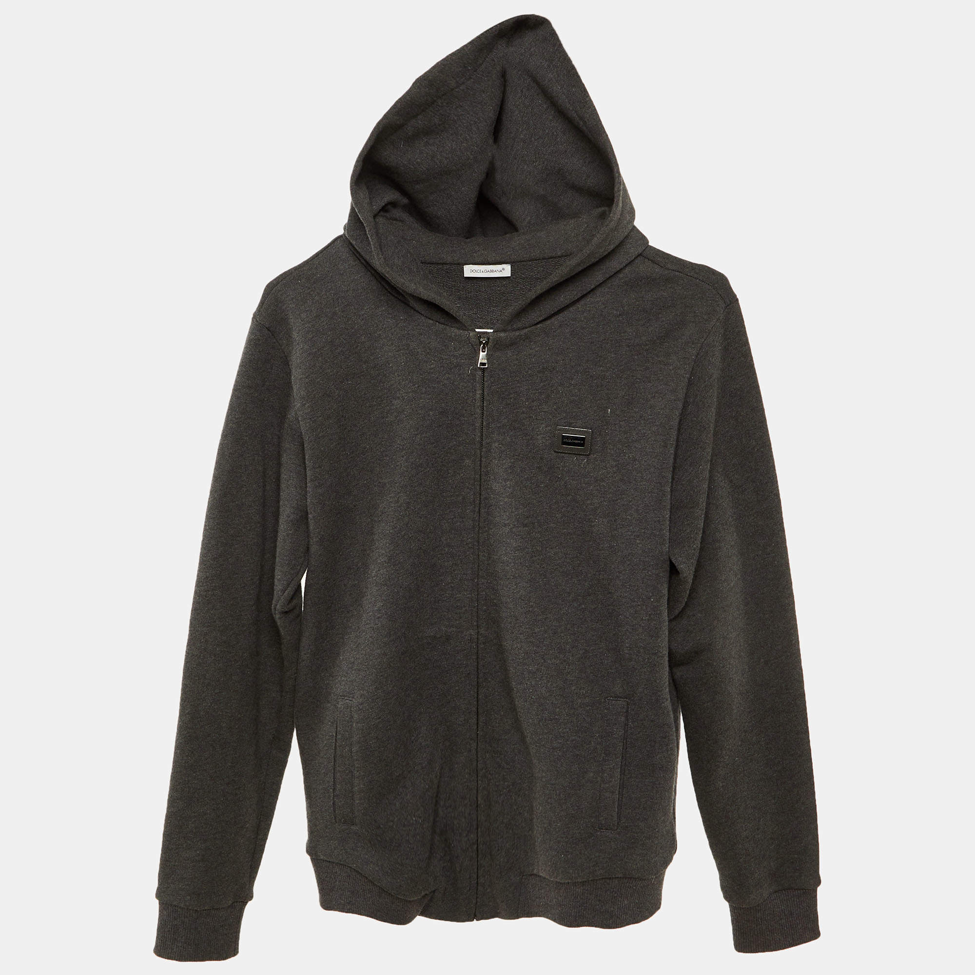 Pre Owned Dolce & Gabbana Kids Grey Cotton Hooded Jacket Size 11/12 Yrs