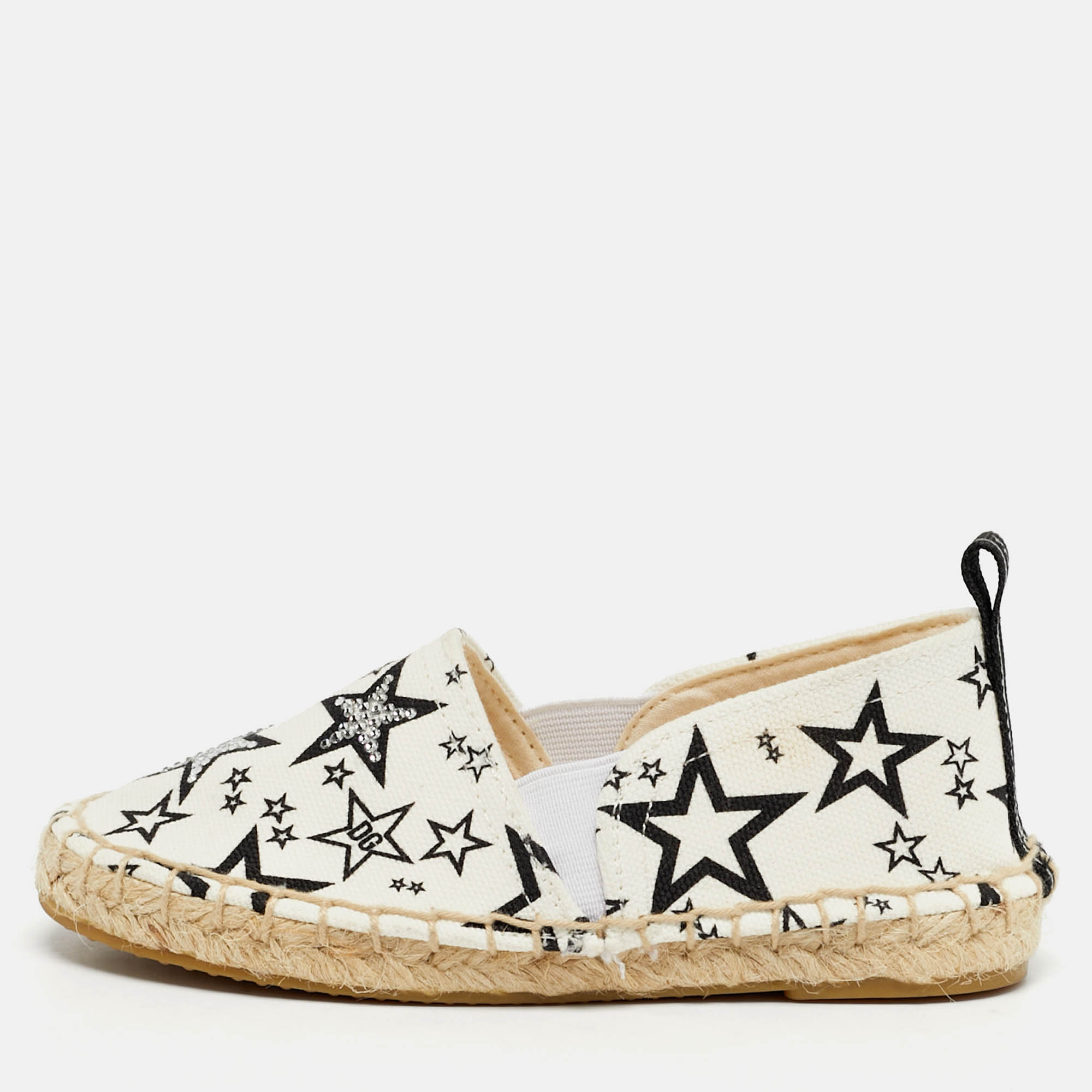 مملوكة مسبقًا Dolce & Gabbana Size 27 White Canvas Star Printed Espadrilles 