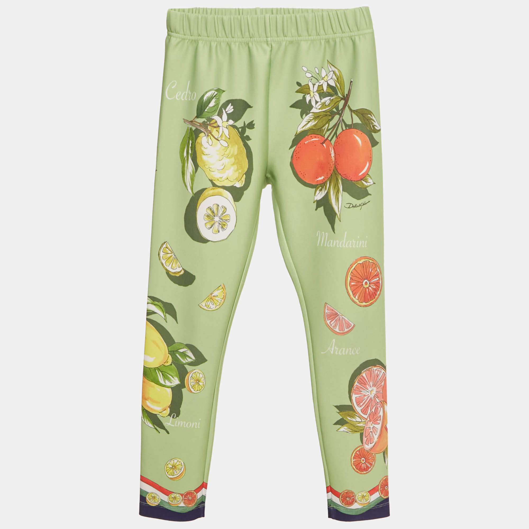 Pre Owned Dolce & Gabbana Kids Green Orange Print Jersey Pants 6Yrs