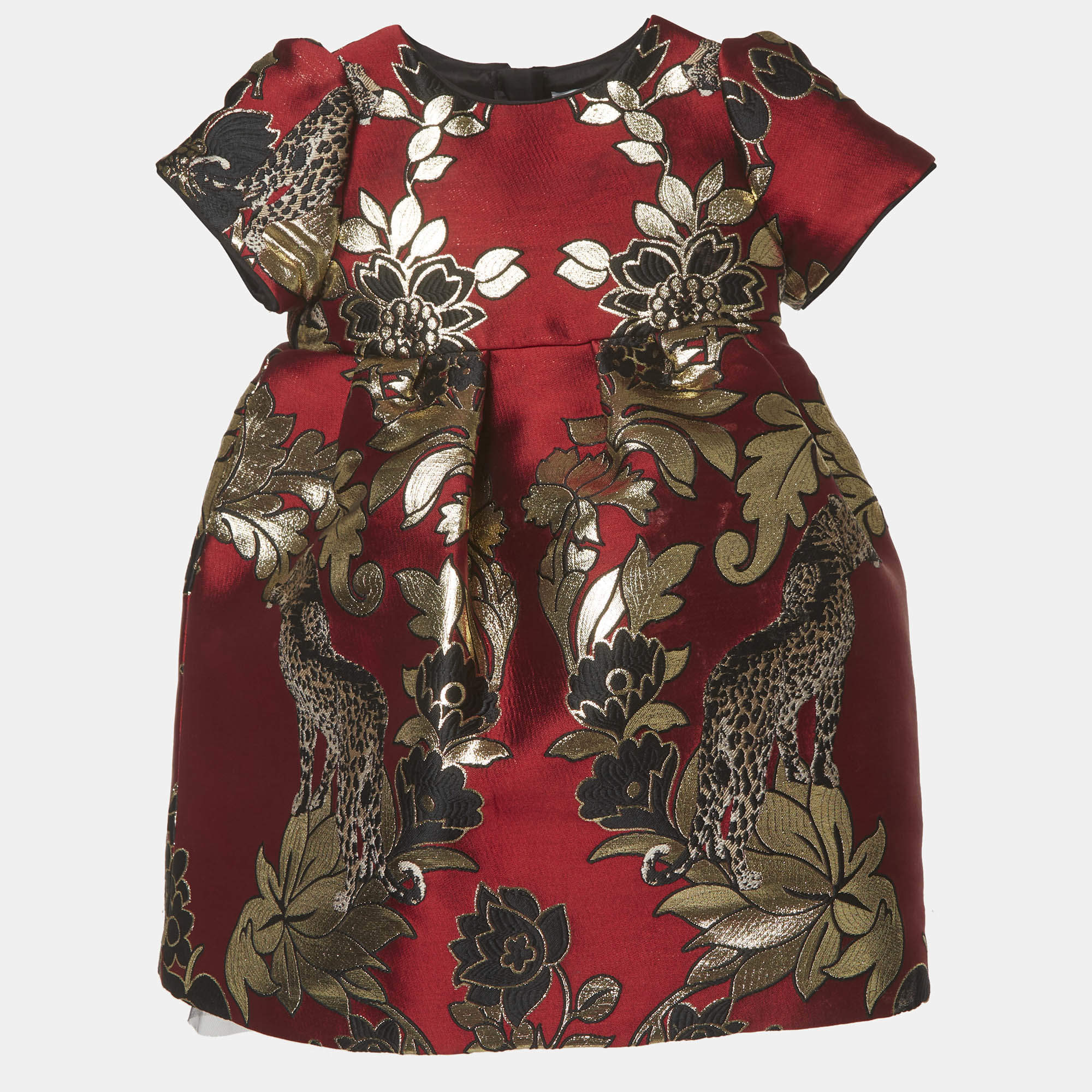 Pre Owned Dolce & Gabbana Kids Red Brocade Dress 18-24M