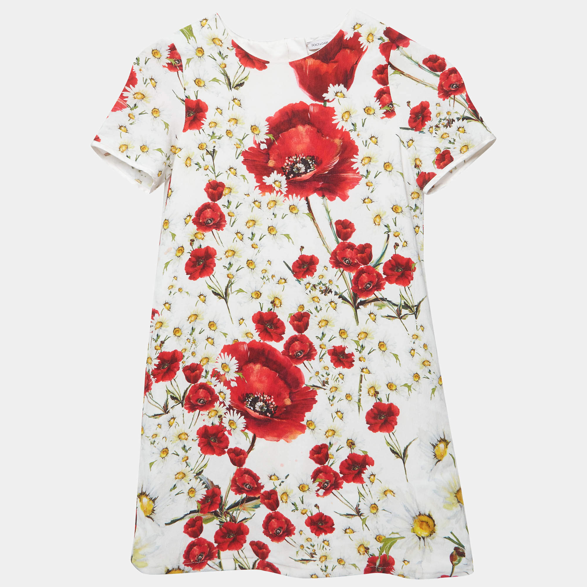 مملوكة مسبقًا Dolce & Gabbana white Floral Printed Crepe Dress 7/8 Years