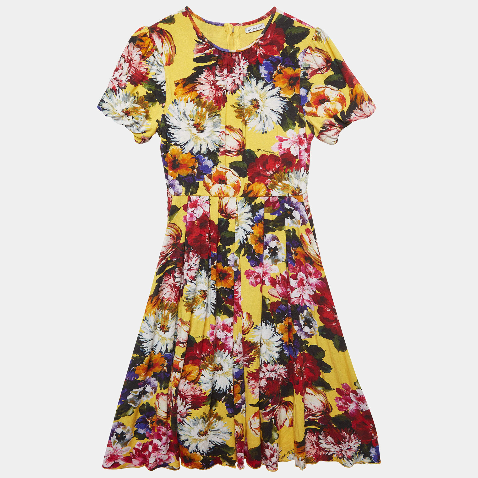Dolce & Gabbana Yellow Floral Printed Jersey Dress (11-12 Yrs)