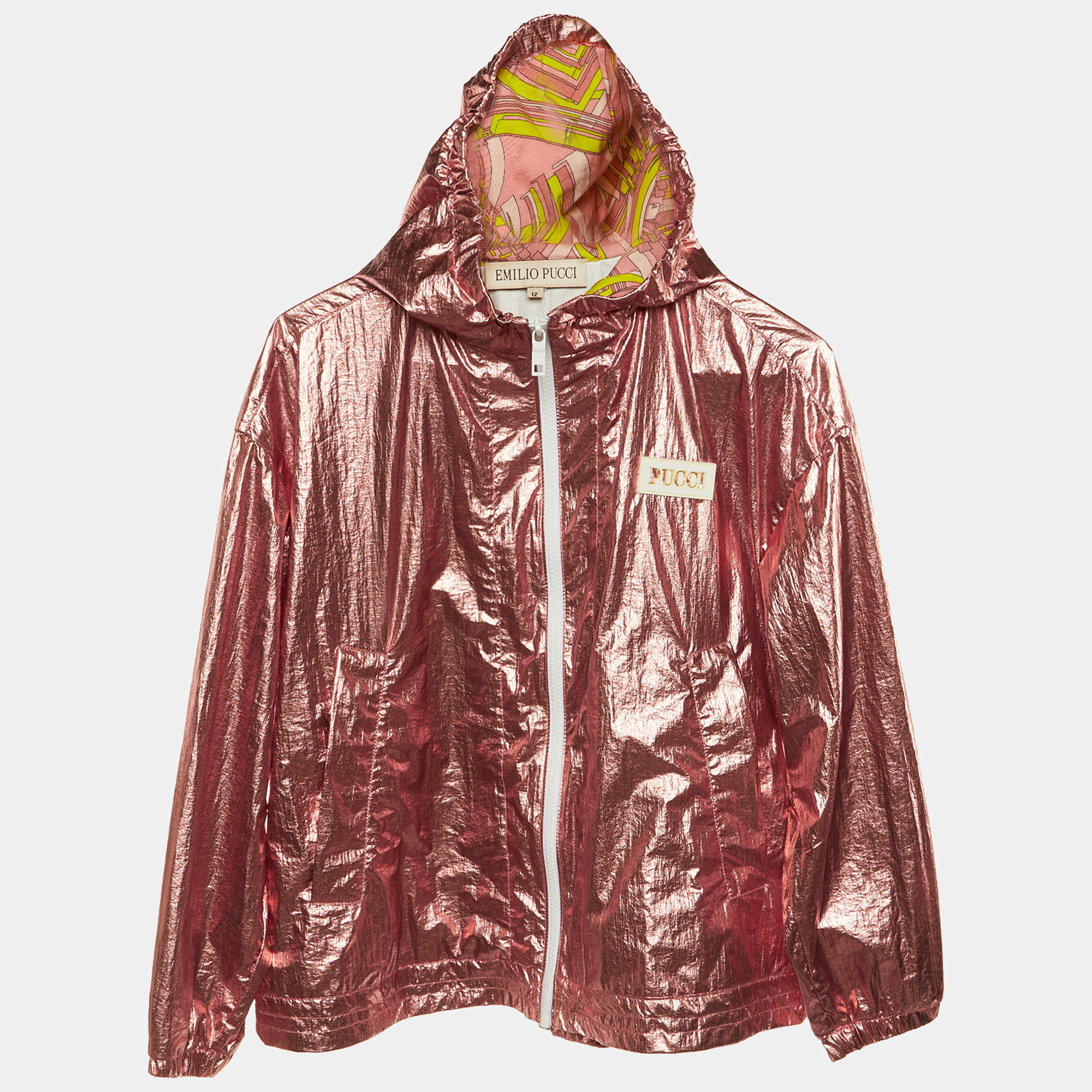 Emilio Pucci Kids Pink Metallic Zip Up Jacket Size 12 Yrs