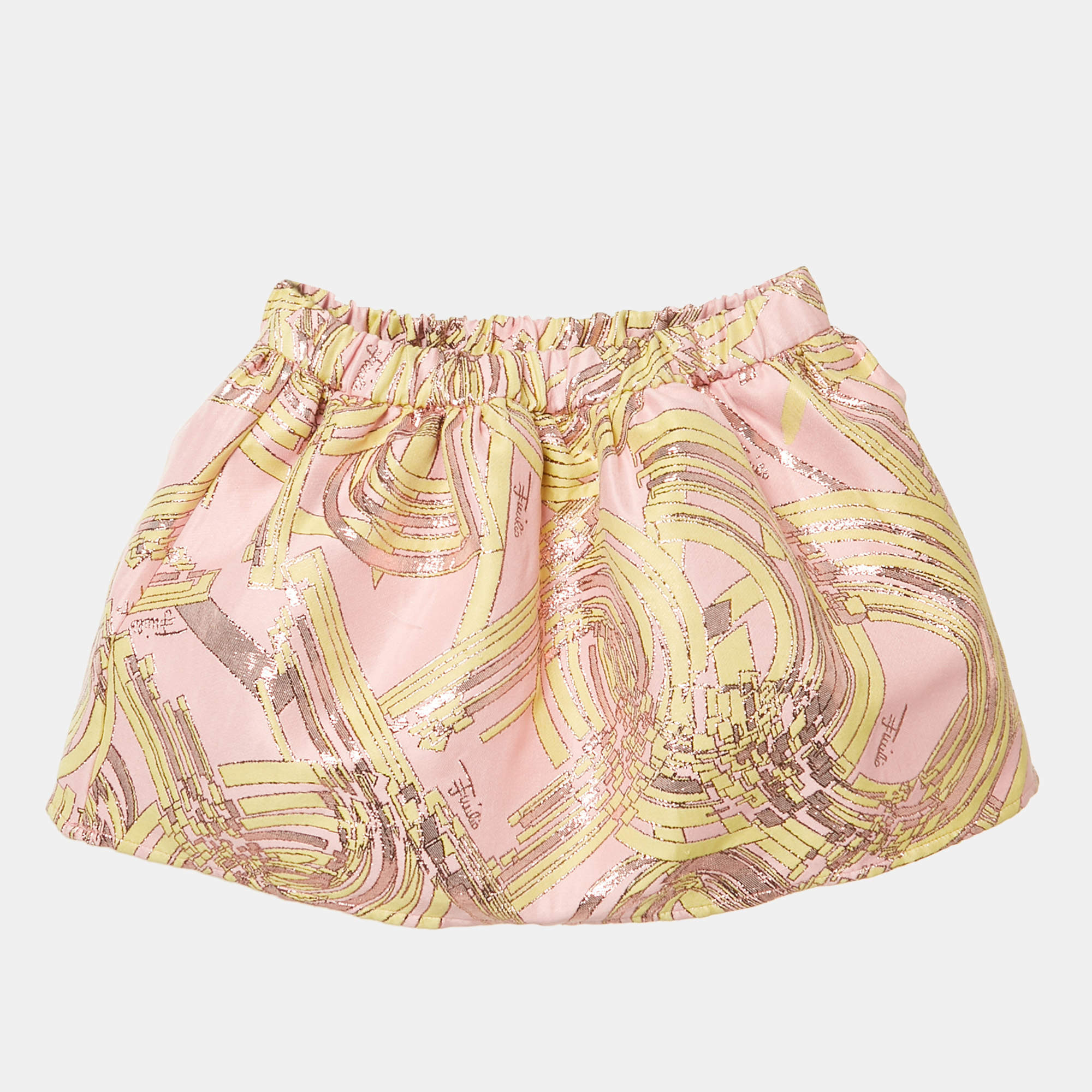 Pre Owned Emilio Pucci Kids Pink Lurex Jacquard Skirt 18 M