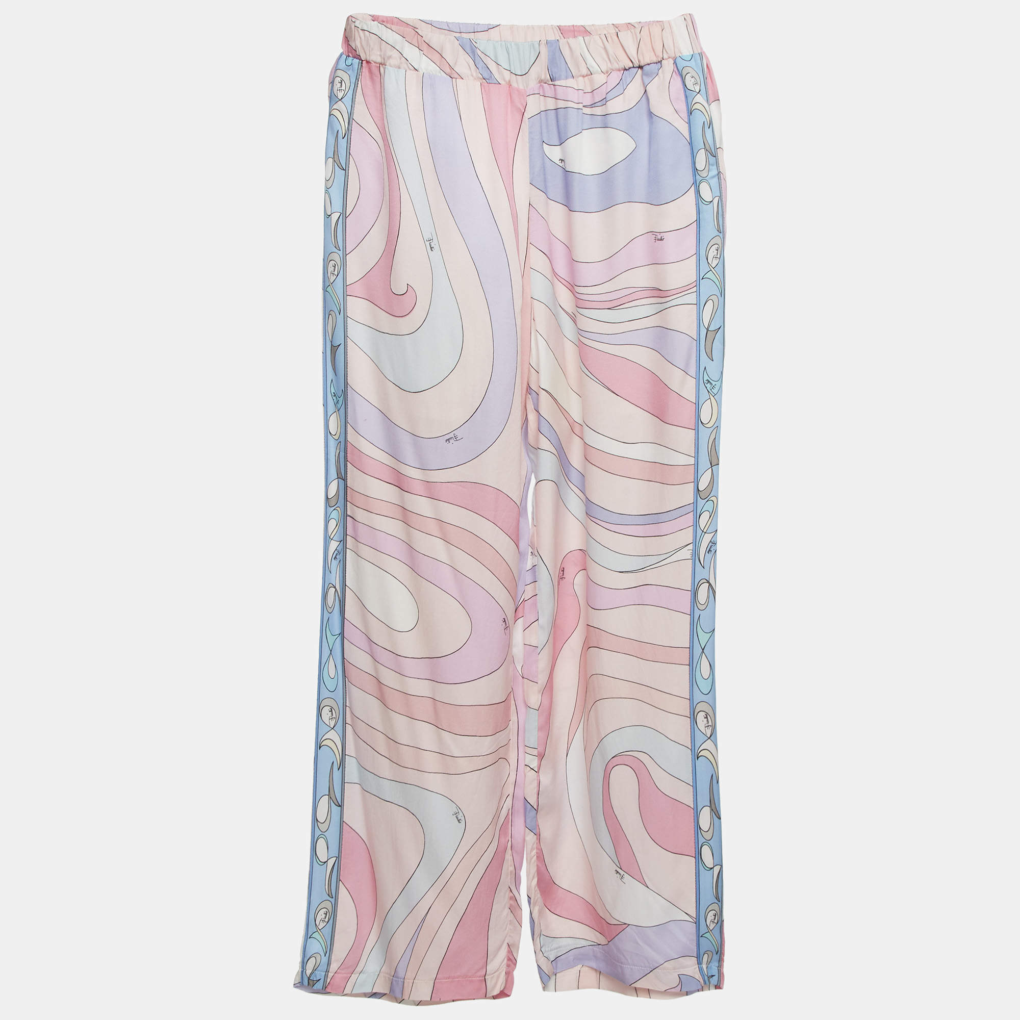 Pre Owned Emilio Pucci Kids Pink  Printed Crepe Trousers 12Yrs