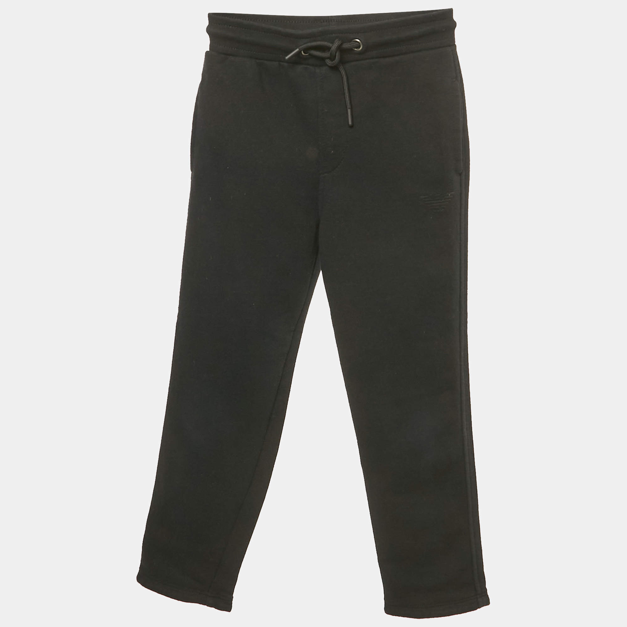 Pre Owned Emporio Armani Kids Black Cotton Knit Jogger Pants 5 Yrs