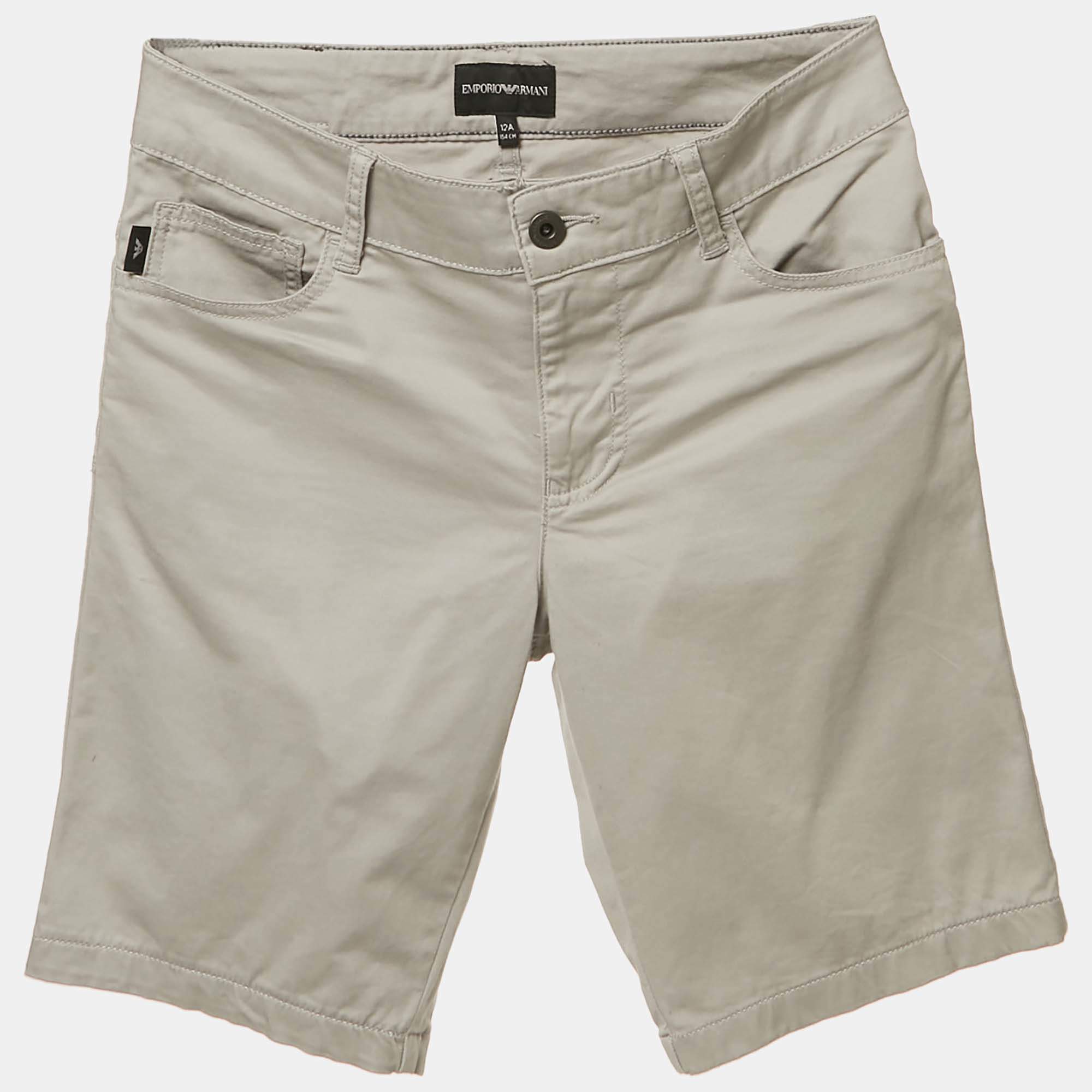 Pre Owned Emporio Armani Grey Cotton Chino Shorts 12 Yrs