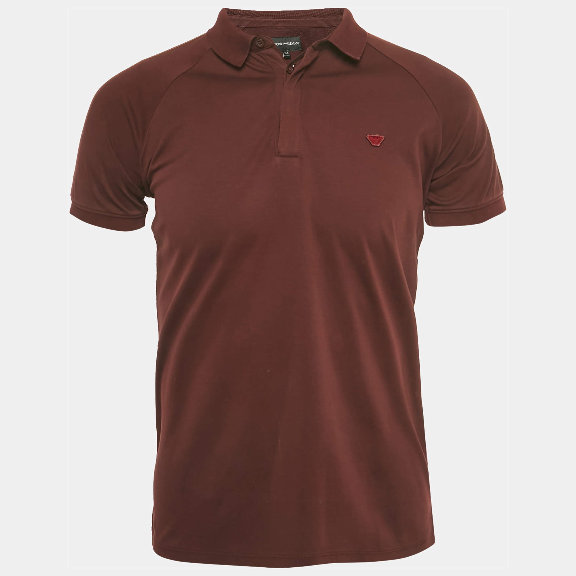 Pre Owned Emporio Armani Kids Burgundy Jersey Polo T-Shirt 16Yrs