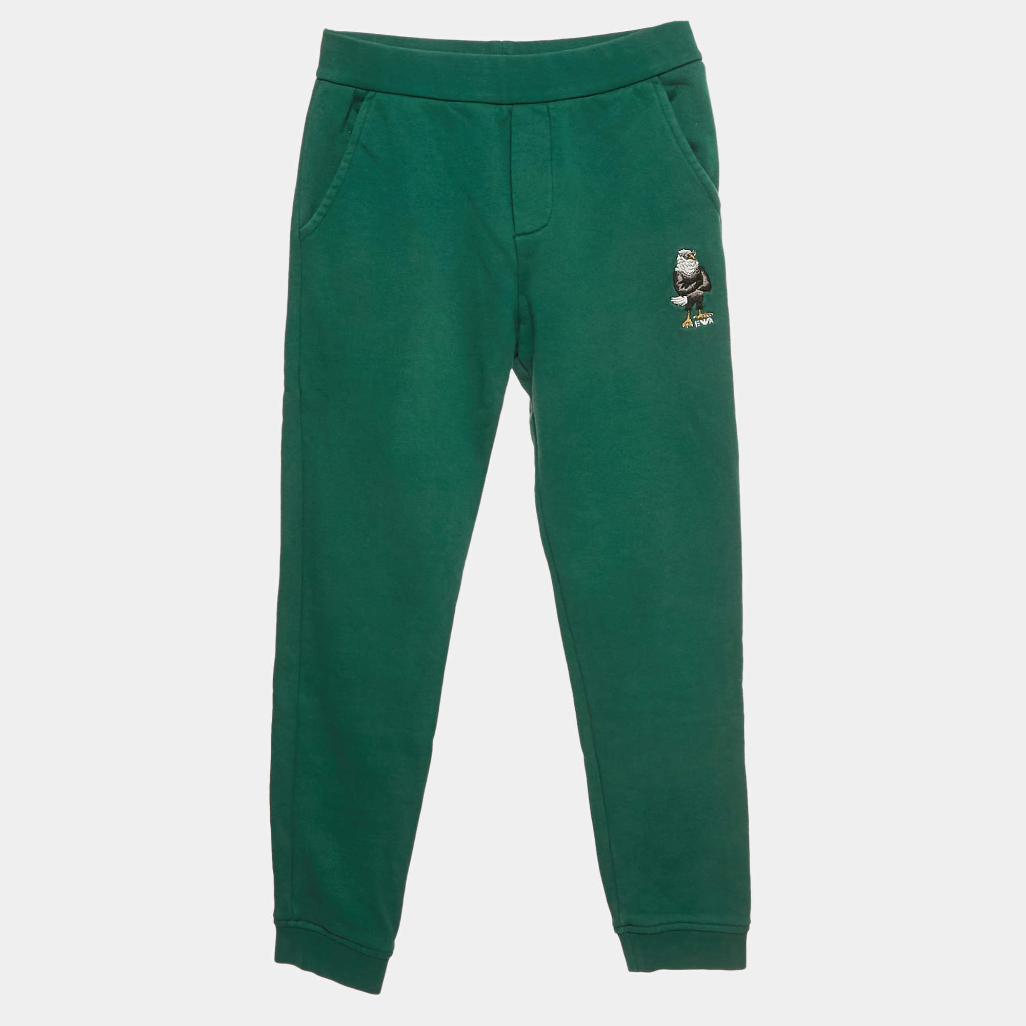 Pre Owned Emporio Armani Kids Green Cotton Jogger Pants 10Yrs