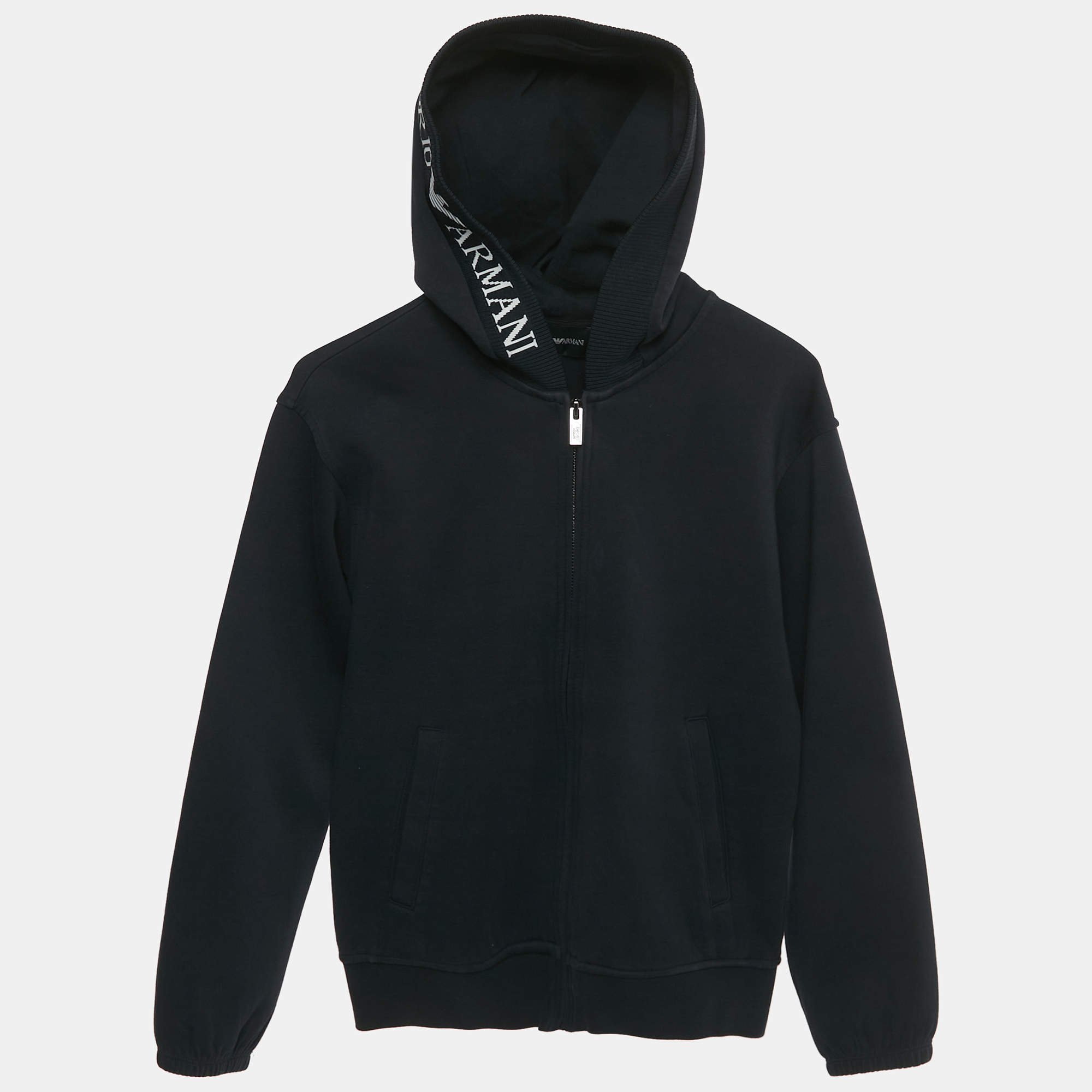 Pre Owned Emporio Armani Kids Nay Blue Cotton Zip-Up Jacket 10Yrs