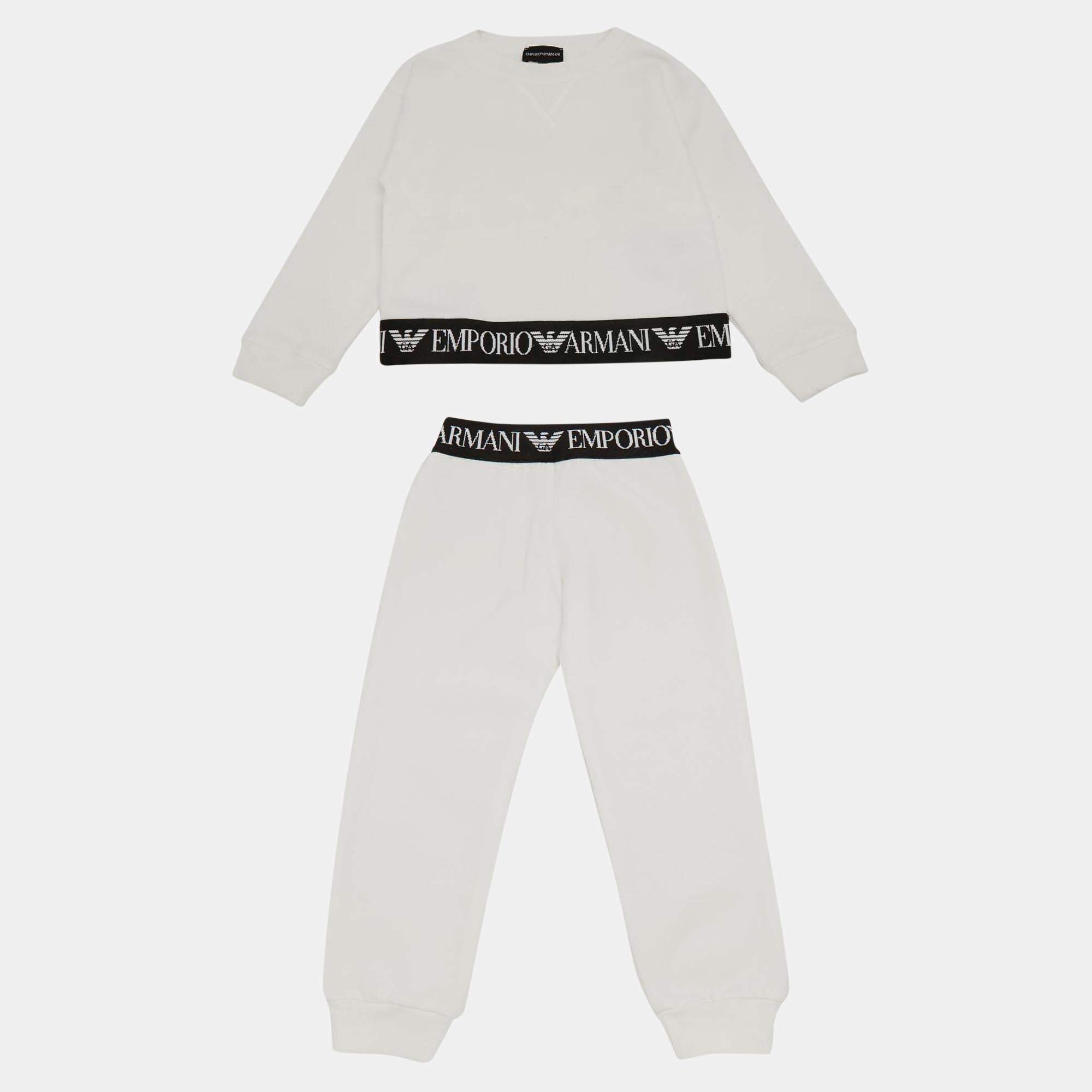 Pre Owned Emporio Armani Kids Cotton Logo Waistband Set 4/6Yrs