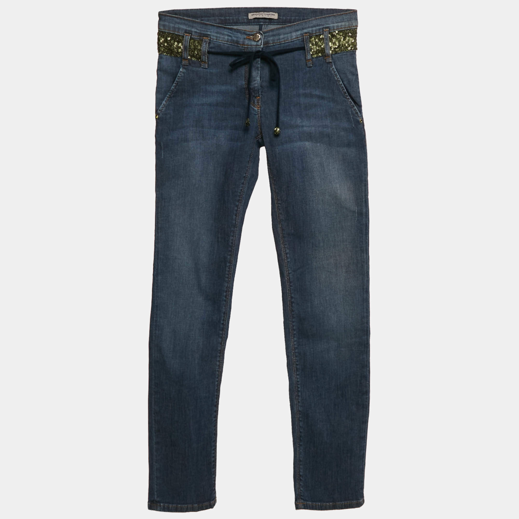 Ermanno Scervino Junior Blue Denim Sequin Detail 12 Yrs Waist 26"