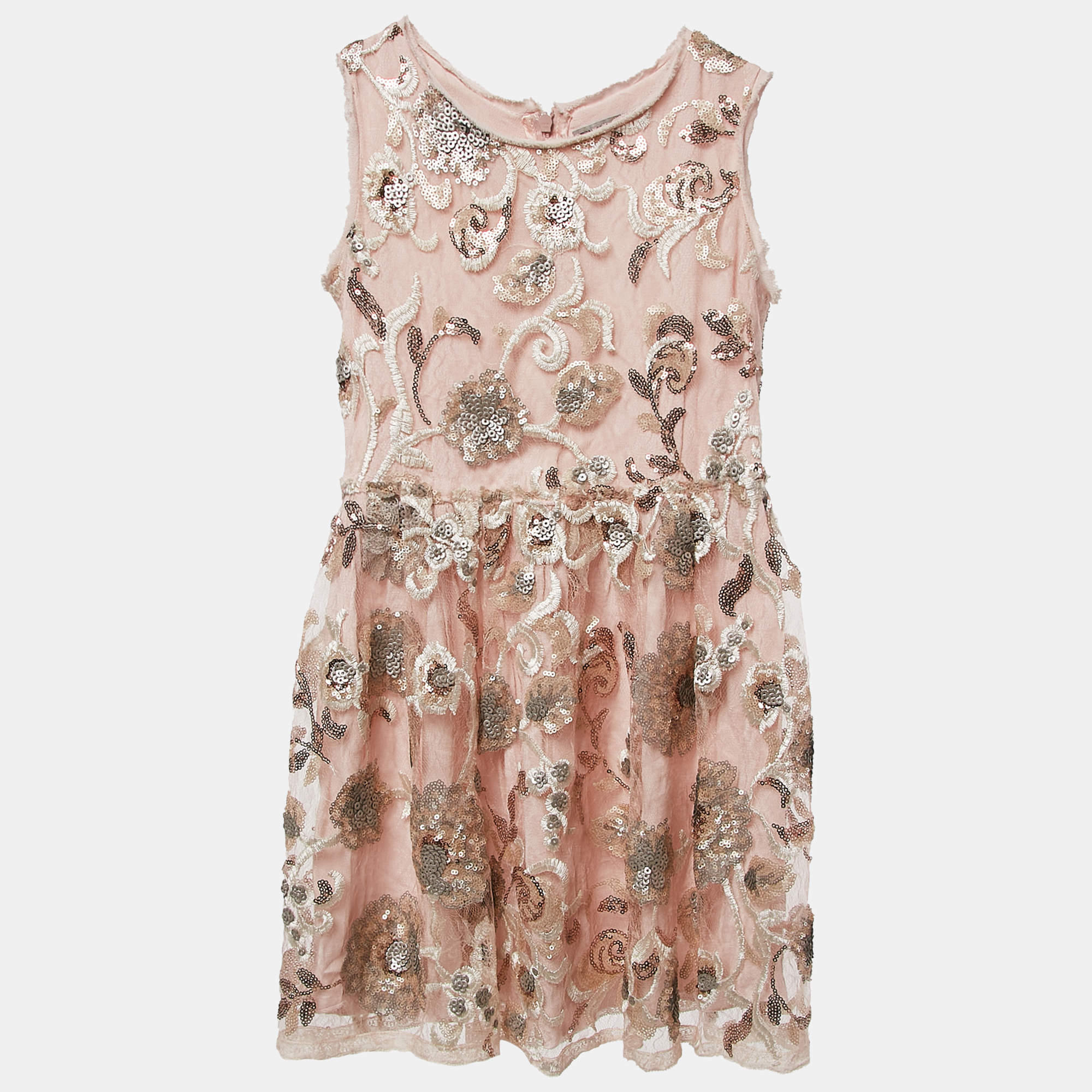 Ermanno Scervino Junior Pink Sequin Crepe Sleeveless Dress 6 Yrs