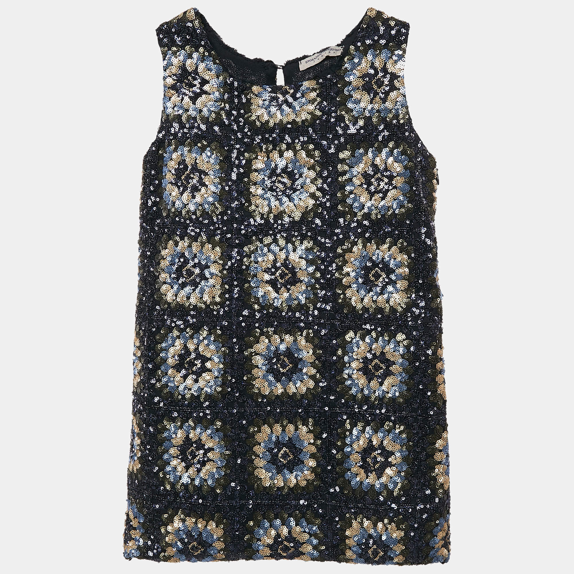 Ermanno Scervino Junior Navy Blue Sequin Sleeveless Dress 6 Yrs