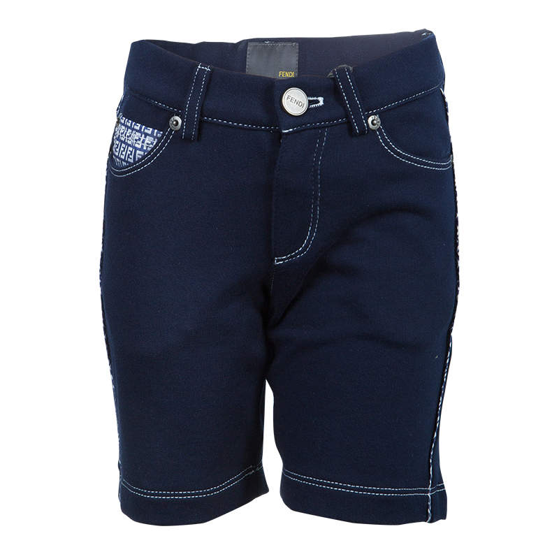 Fendi Kids Navy Blue Zucchino Detail Shorts 8 Yrs 