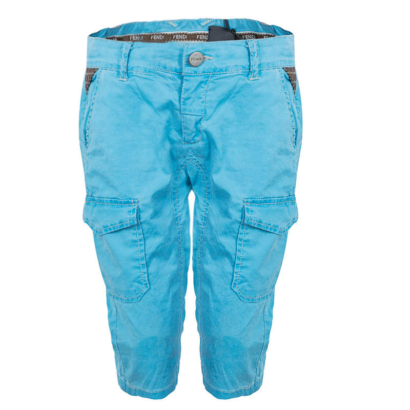 Fendi Kids Light Blue Zucchino Detail Print Shorts 6 Yrs 