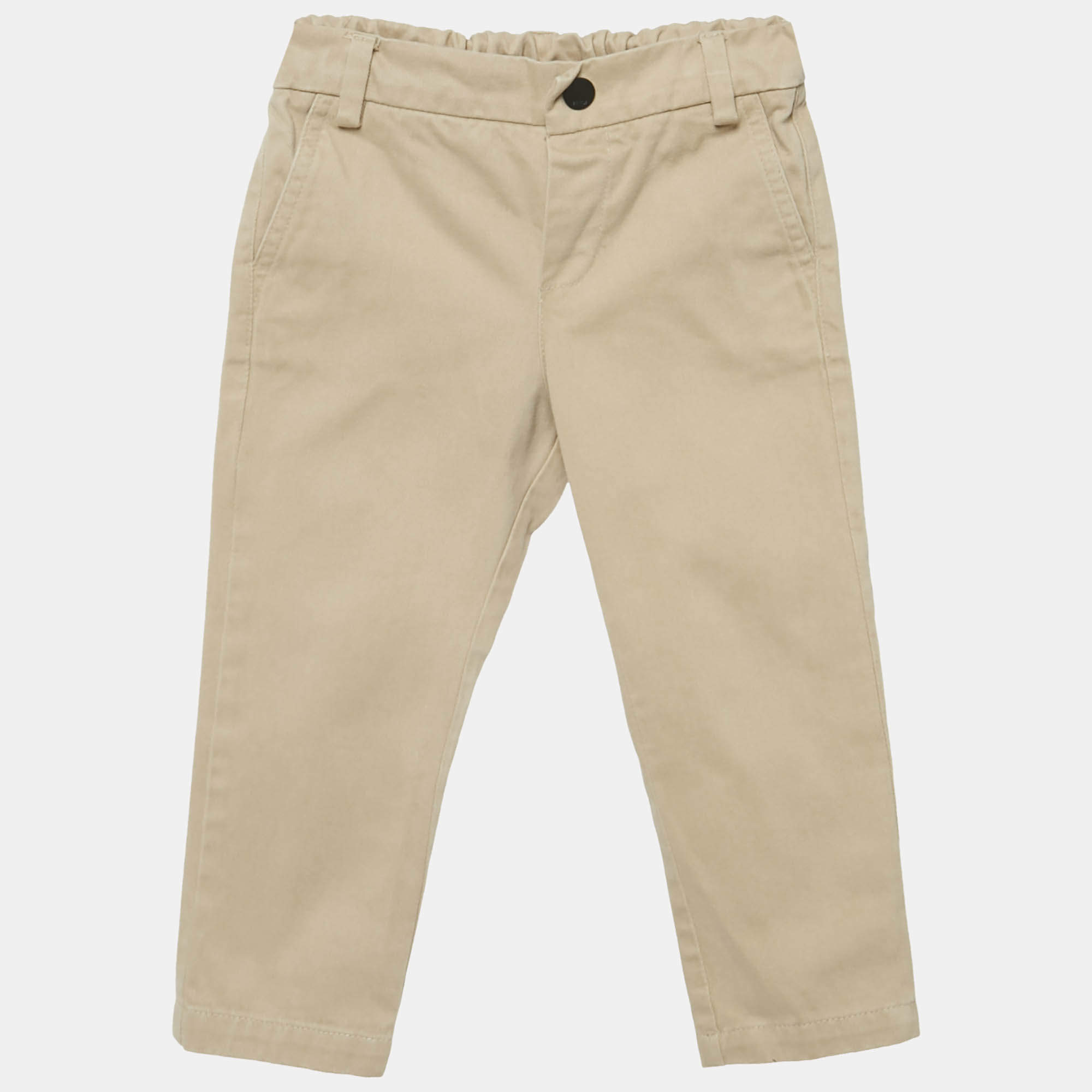 Fendi Kids Beige Teddy Embroidered Gabardine Trousers 18M