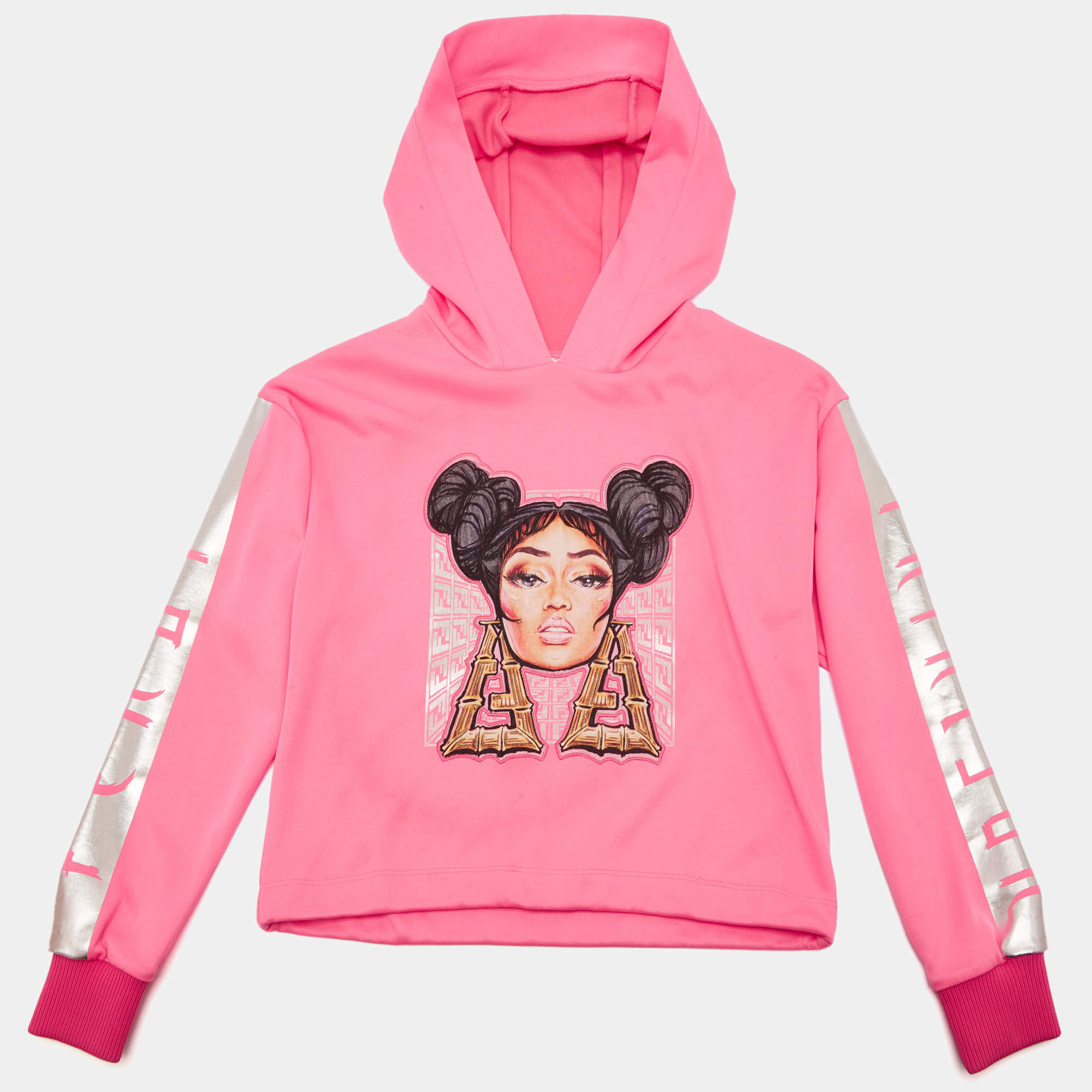 Fendi Kids Pink Nicki Minaj Print Jersey Hoodie 10 Yrs