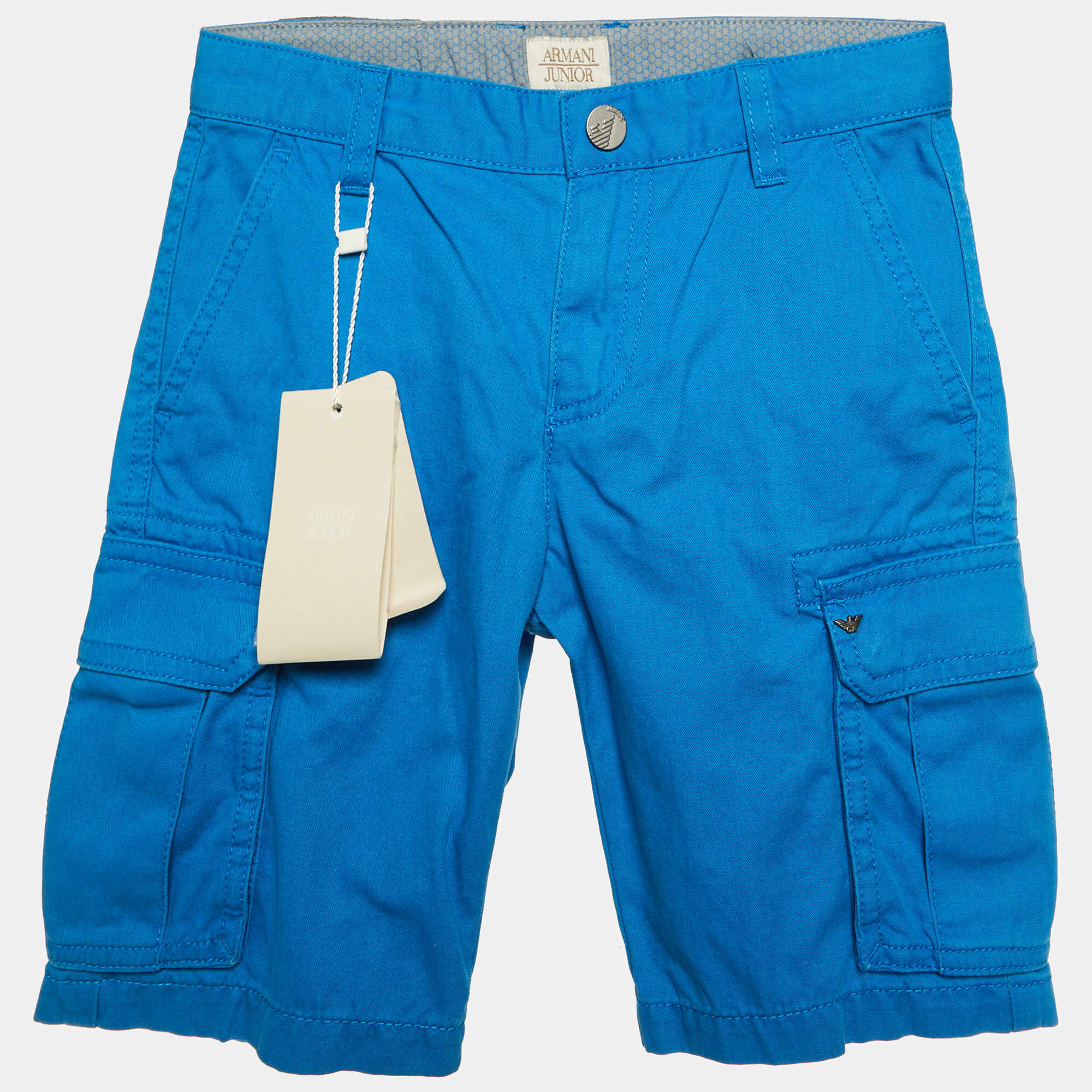 Pre Owned Armani Junior Blue Cotton Bermuda Shorts 6 Yrs