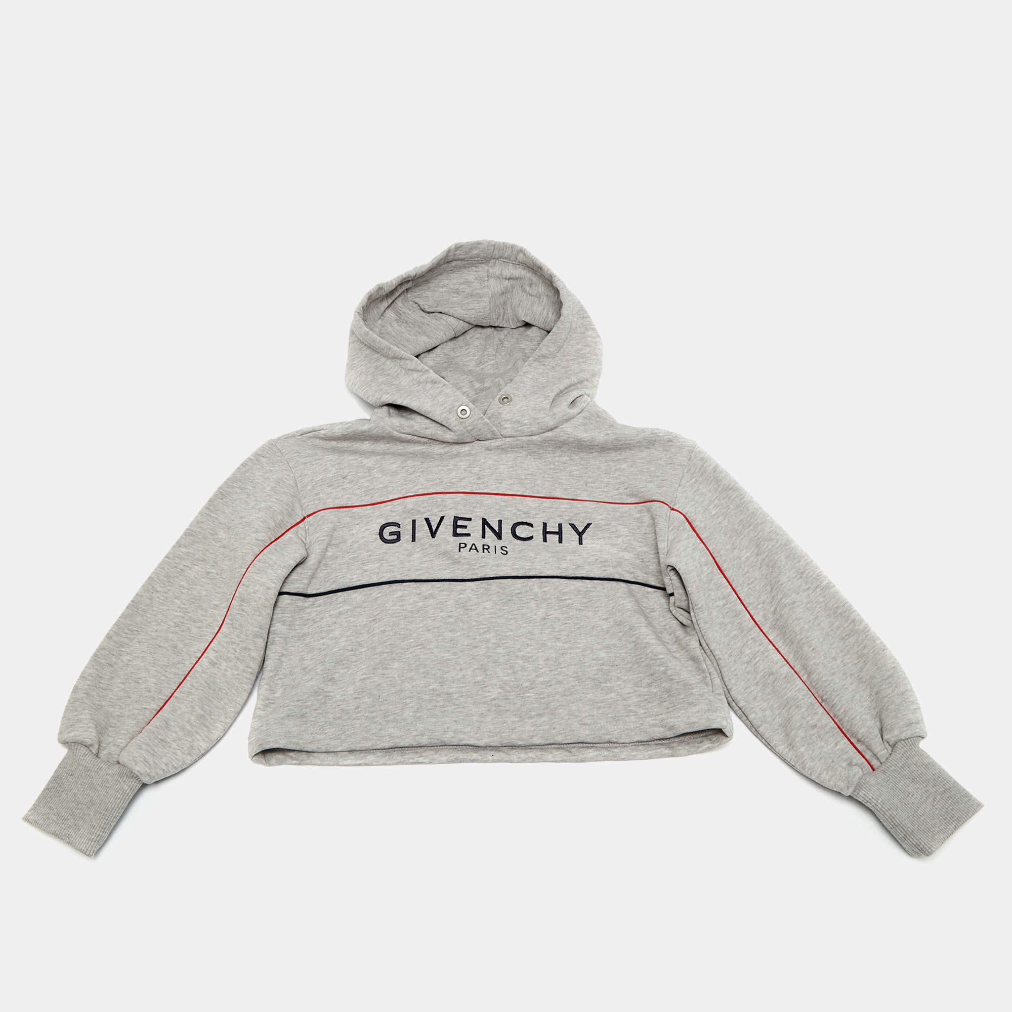 Pre Owned Givenchy Kids Grey Logo Embroidered Cotton Hoodie 6Yrs