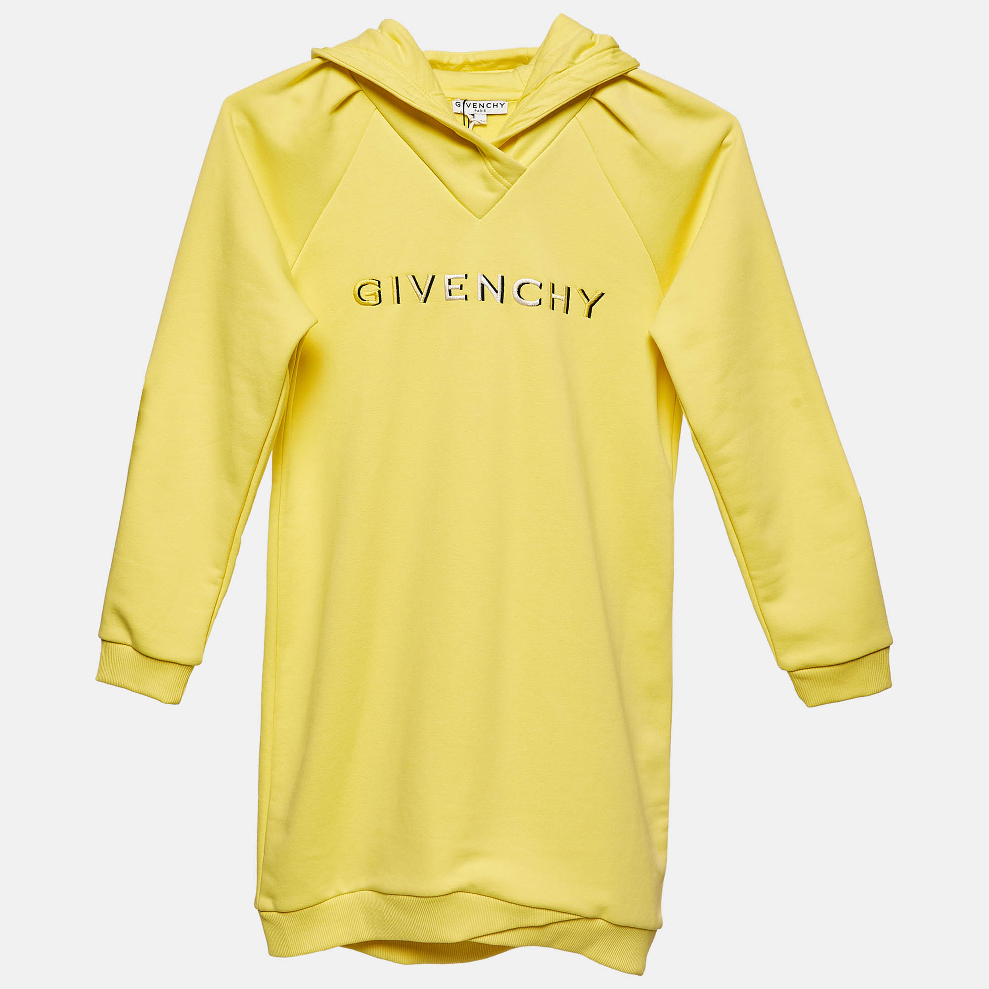 Givenchy Yellow Logo Embroidered Cotton Hoodie Dress 12Y