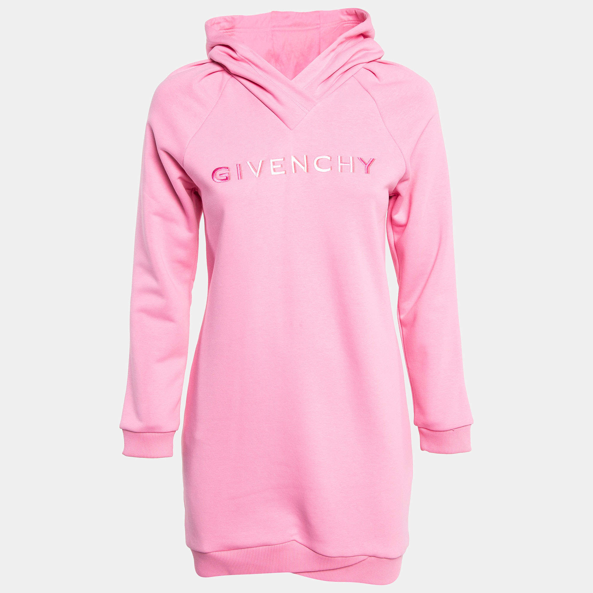 Givenchy Pink Logo Embroidered Cotton Blend Hoodie Dress 12 Y