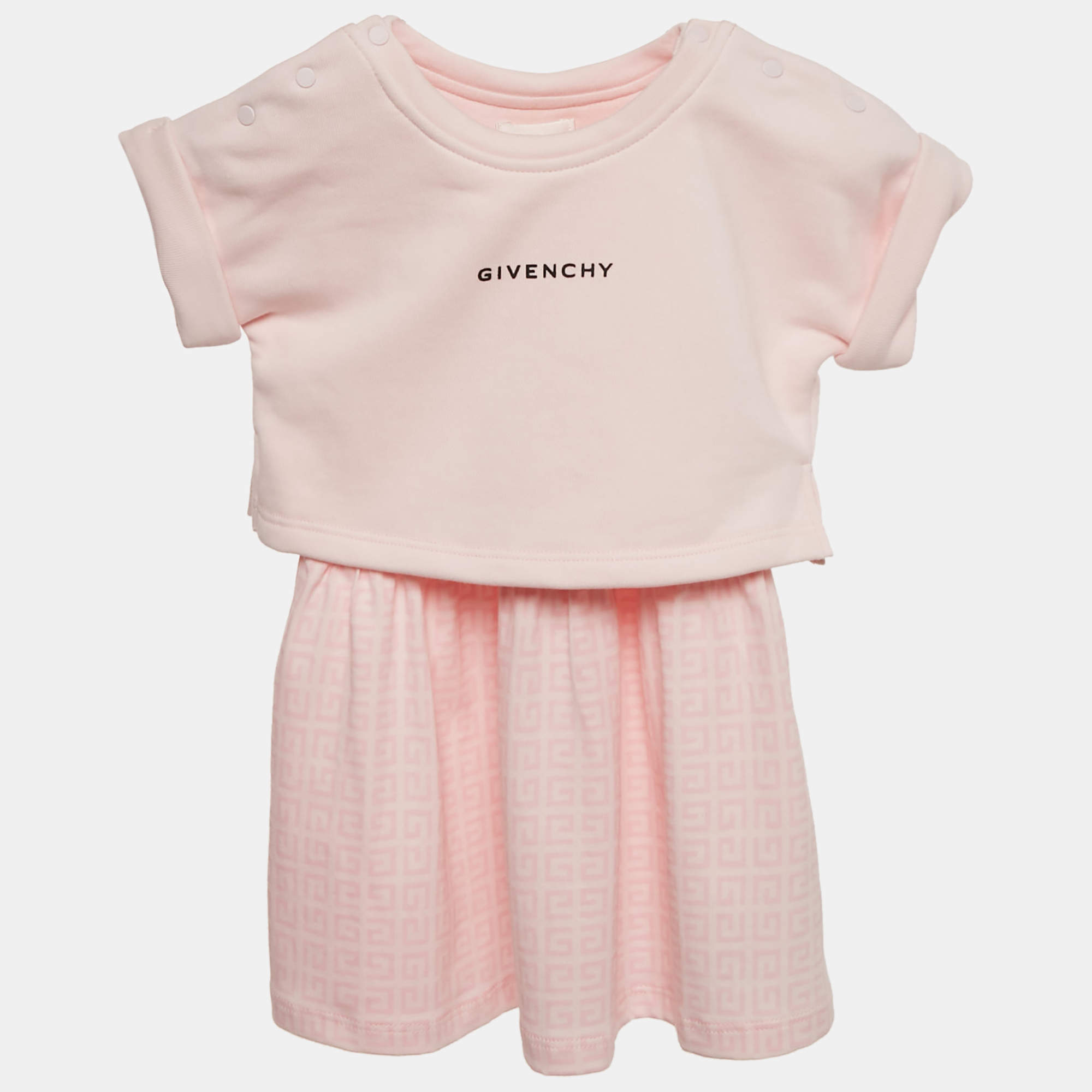 Pre Owned Givenchy Kids Pink Monogram Cotton Dress 9M